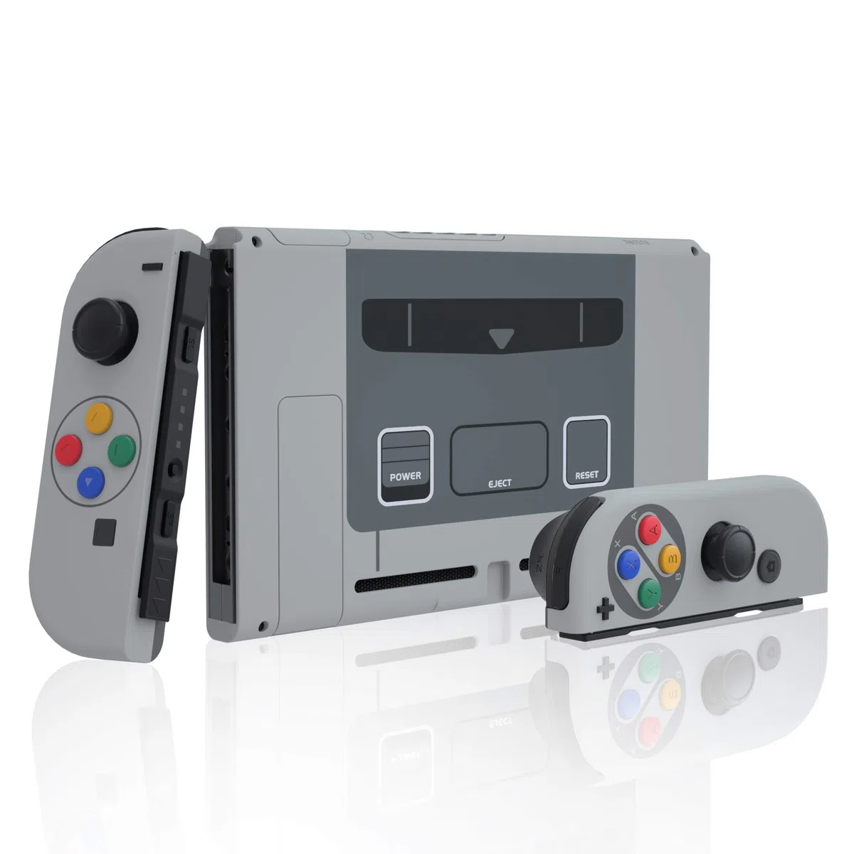 eXtremeRate Cover Pulsanti Tasti Ricambio per Nintendo Switch Console Joycon,Custodia Shell Case Guscio Scocca DIY Kit Ricambio per Nintendo Switch-Stile SFC SNES Classic EU