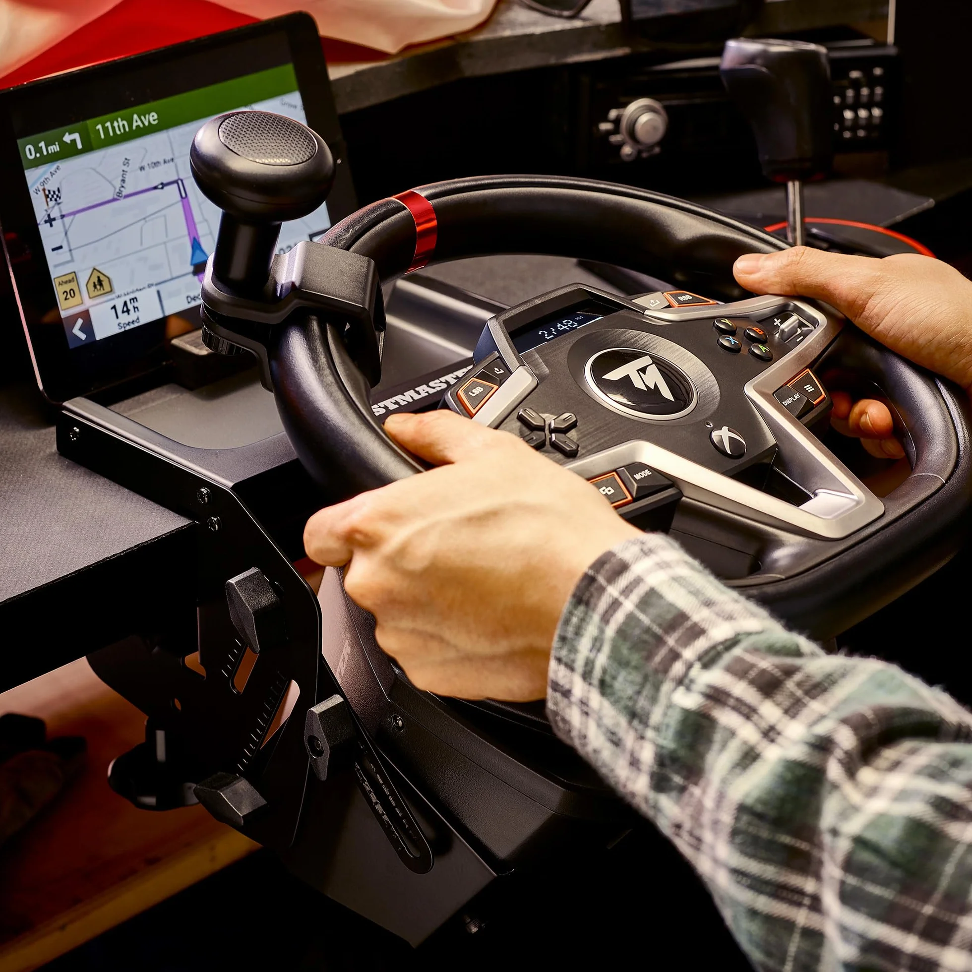 Thrustmaster SimTask Steering Kit Supporto Volante Pomello Rotante Sterzo Simulazioni Veicoli Pesanti Compatibile T128 T248