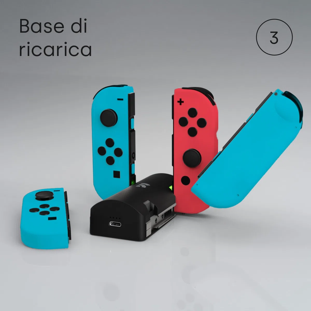 Remotto Enerjoy Go - Caricatore portatile per Nintendo Switch & OLED - Batteria esterna 3 in 1: ricarica wireless, modalità telecomando e modalità base di ricarica Joy-Cons - Accessori Switch