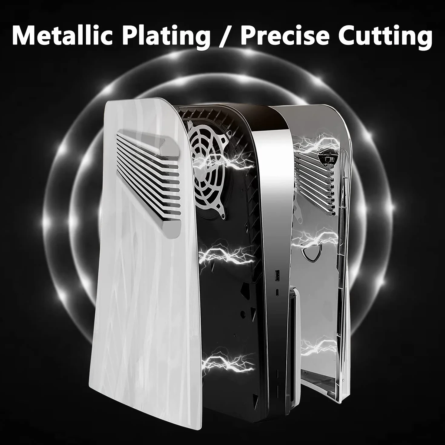 Custodia per Sony PS5 Disc Edition, Bocchetta di Cooling, Cover ABS Antiurto Antigraffio, Argento