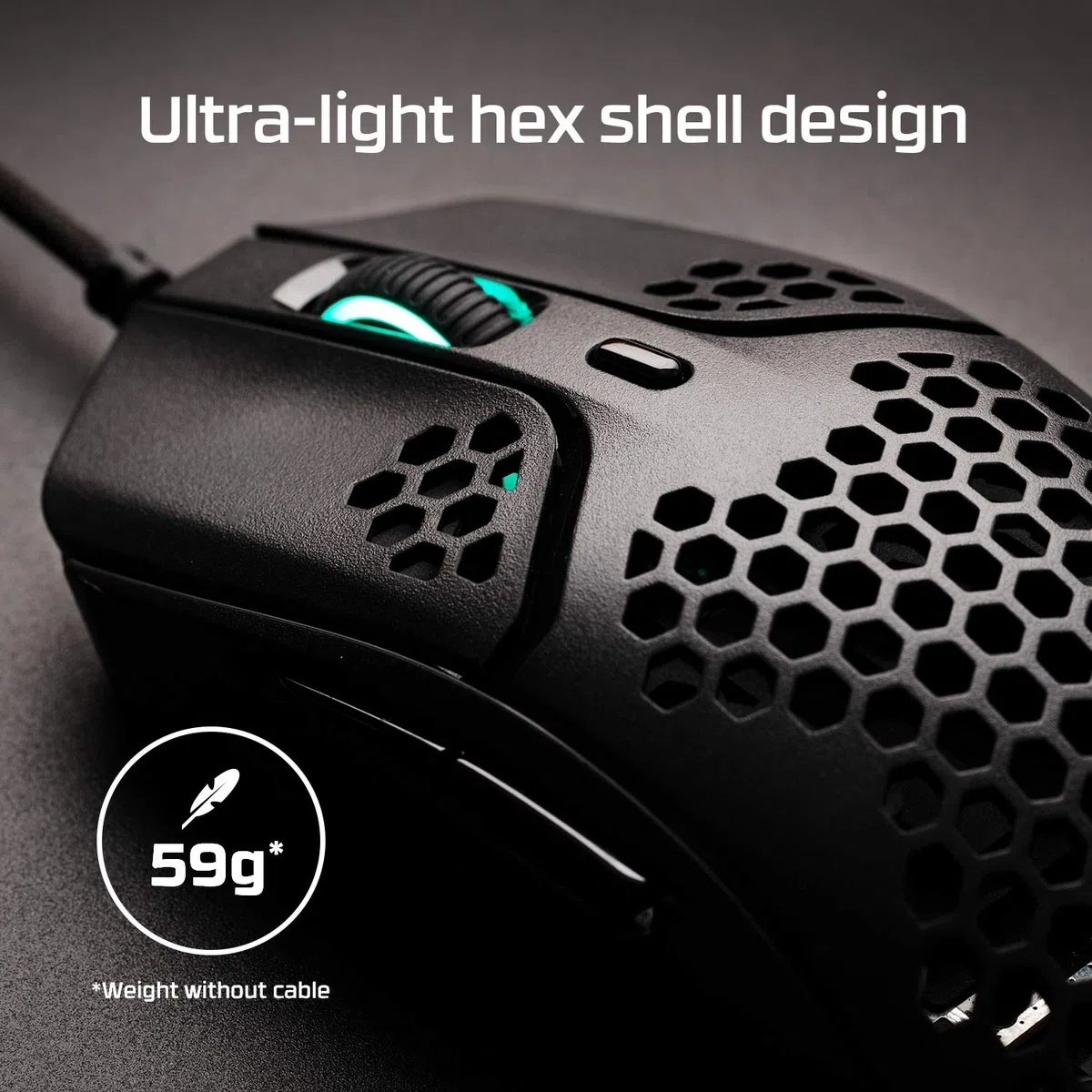 HyperX Pulsefire Haste, Mouse Gaming Cablato, Illuminazione RGB, 6 Tasti Programmabili, 16000 DPI, Resistenza fino a 60 Milioni di Clic, Cavo HyperFlex, Compatibile con Diverse Piattaforme, Nero