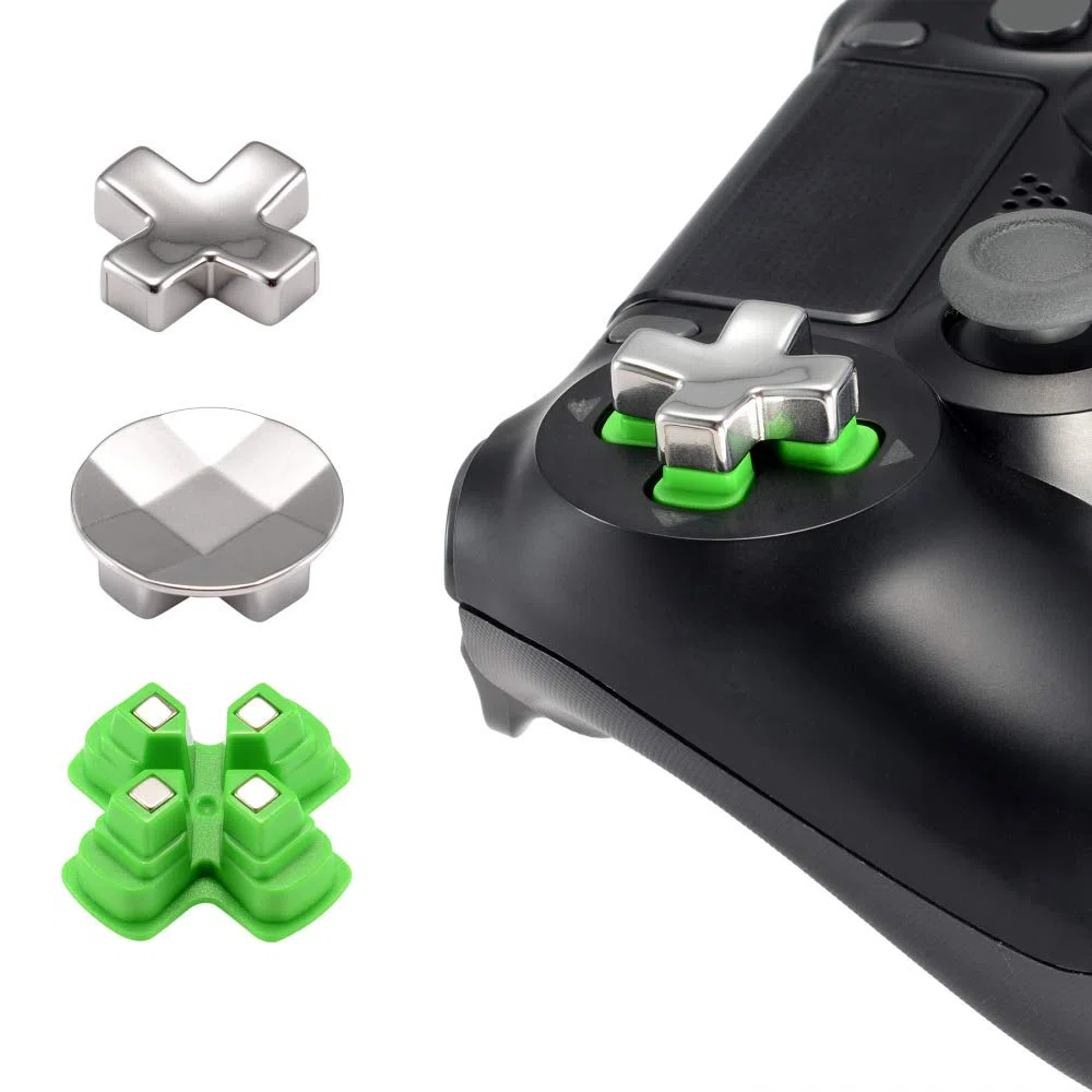 eXtremeRate Pulsanti Ricambio per ps4 Slim Pro Controller D-pad Tasti Croci Direzionali Metallo Magnetico Ricambio per ps4 Joystick(3 in 1)