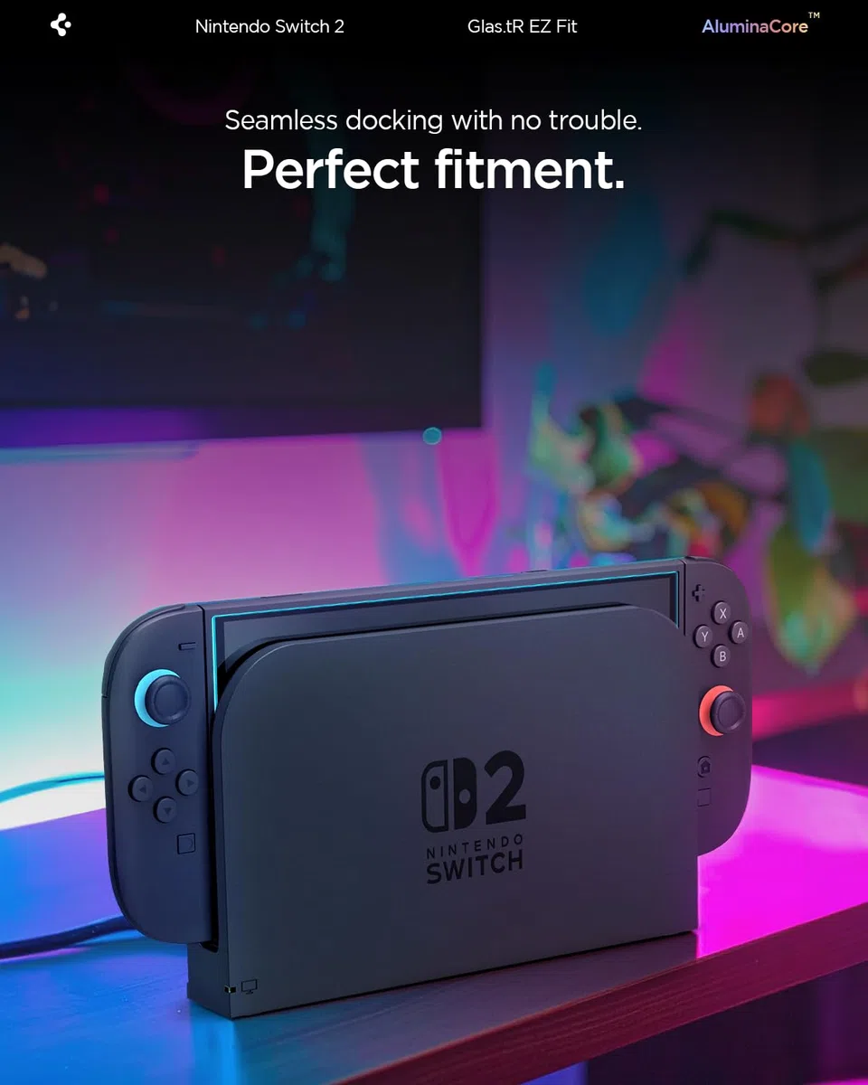 Spigen Glas.tR EZ Fit Vetro Temperato compatibile con Nintendo Switch 2 2025, con Kit di Installazione, Durezza 9H Protezione Schermo Cristallina
