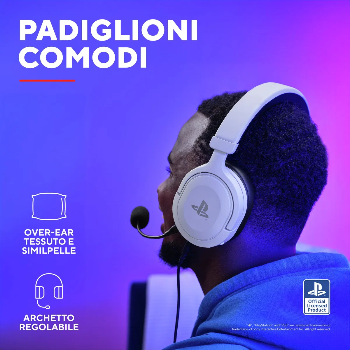 Trust Gaming GXT 498W Forta Cuffie Ecosostenibili PS5 PS4 Over-Ear Microfono Staccabile Cavo 1.2 m Jack 3.5 mm Bianco