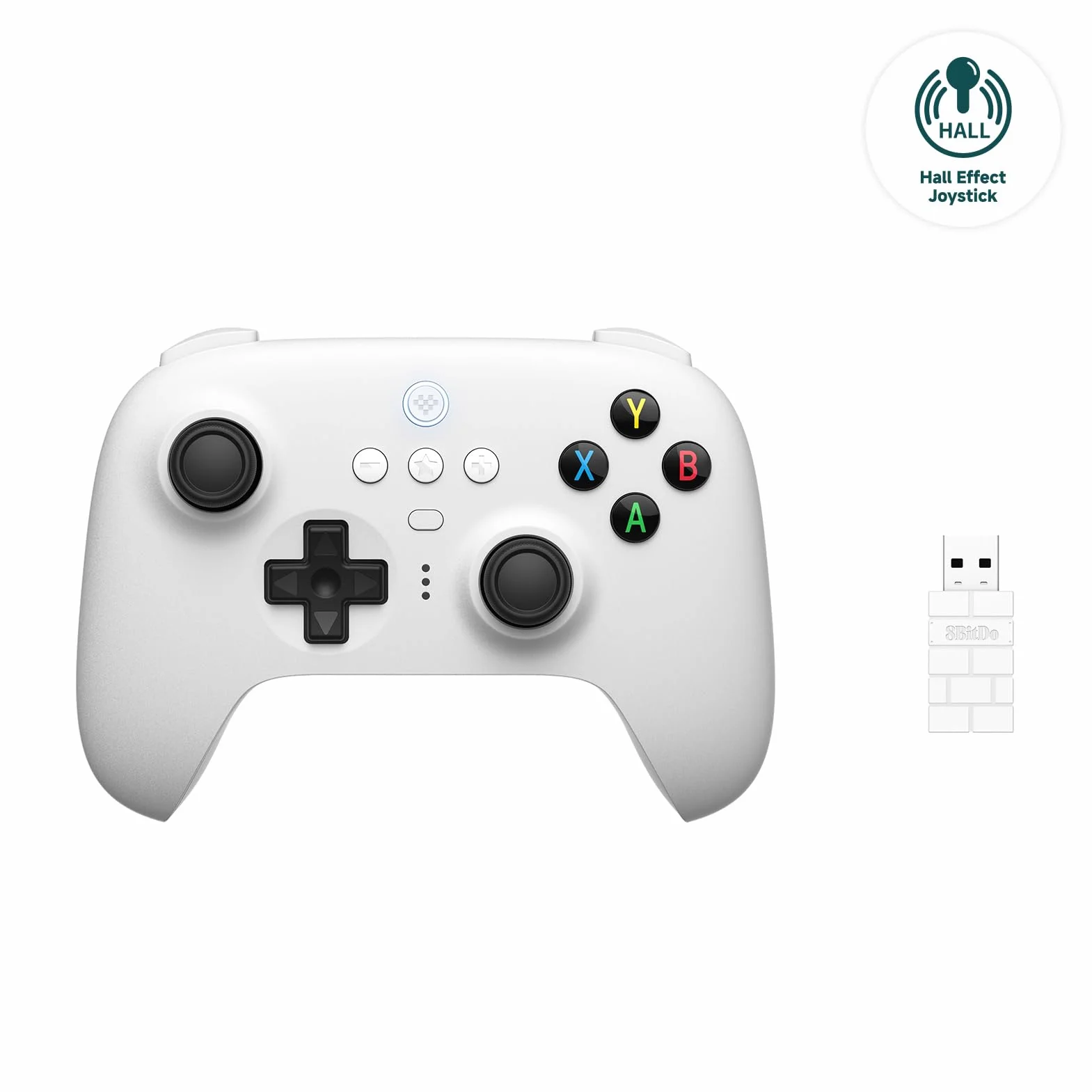 8Bitdo Ultimate 2.4G Wireless Controller, Hall Effect Joystick Update, Gaming Controller with Charging Dock for PC, Android, Steam Deck & Apple (White)