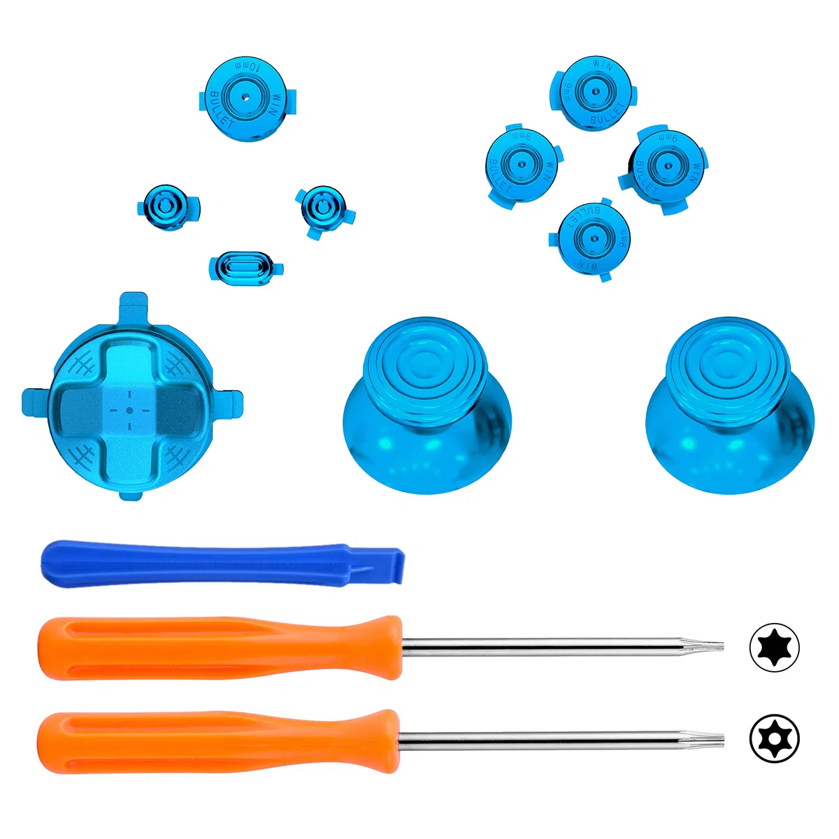 eXtremeRate Tasti Levette Analogiche in Metallo per Xbox Series X S Controller,11 in 1 D-pad Pulsante ABXY Analogici Thumbsticks in Alluminio per Xbox Series S X Joystick Model 1914-Blu