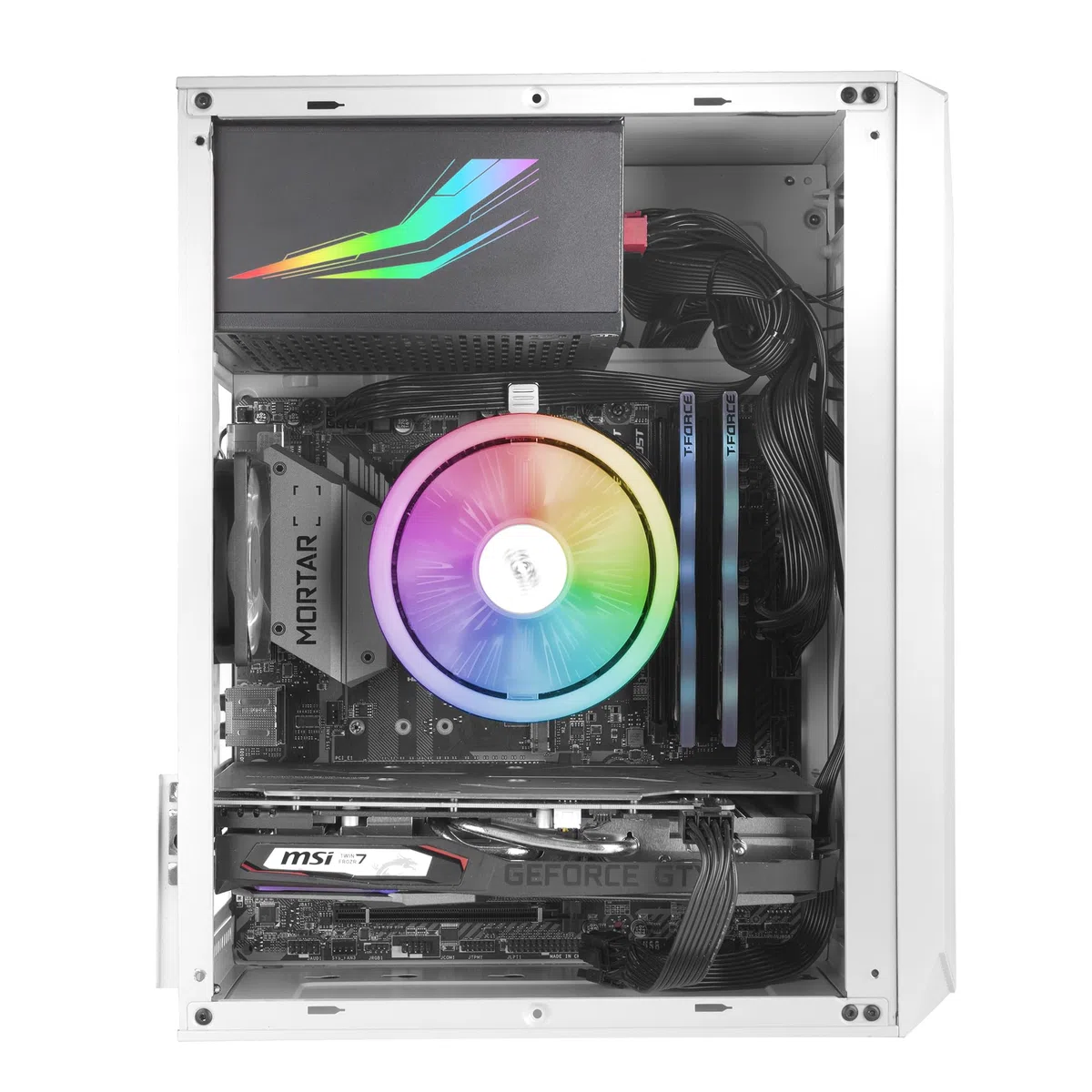 Mars Gaming MC-S1 Bianco, Case PC Gaming Compatto Micro-ATX, Illuminazione ARGB 12 Modalità, Ventola FRGB, Finestra Laterale Completa