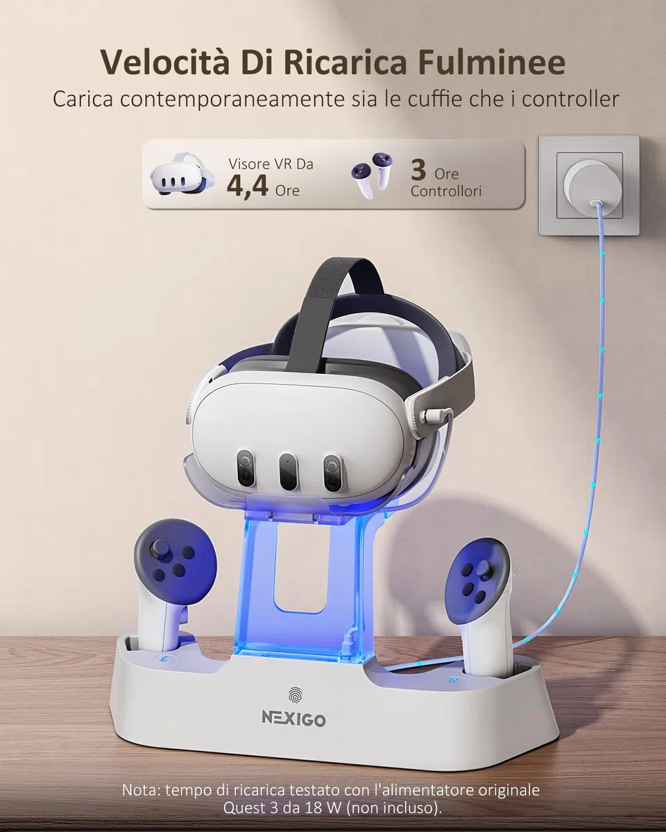 NexiGo Charging Dock LED Light for Oculus Quest 3 with Elite Strap Battery Support