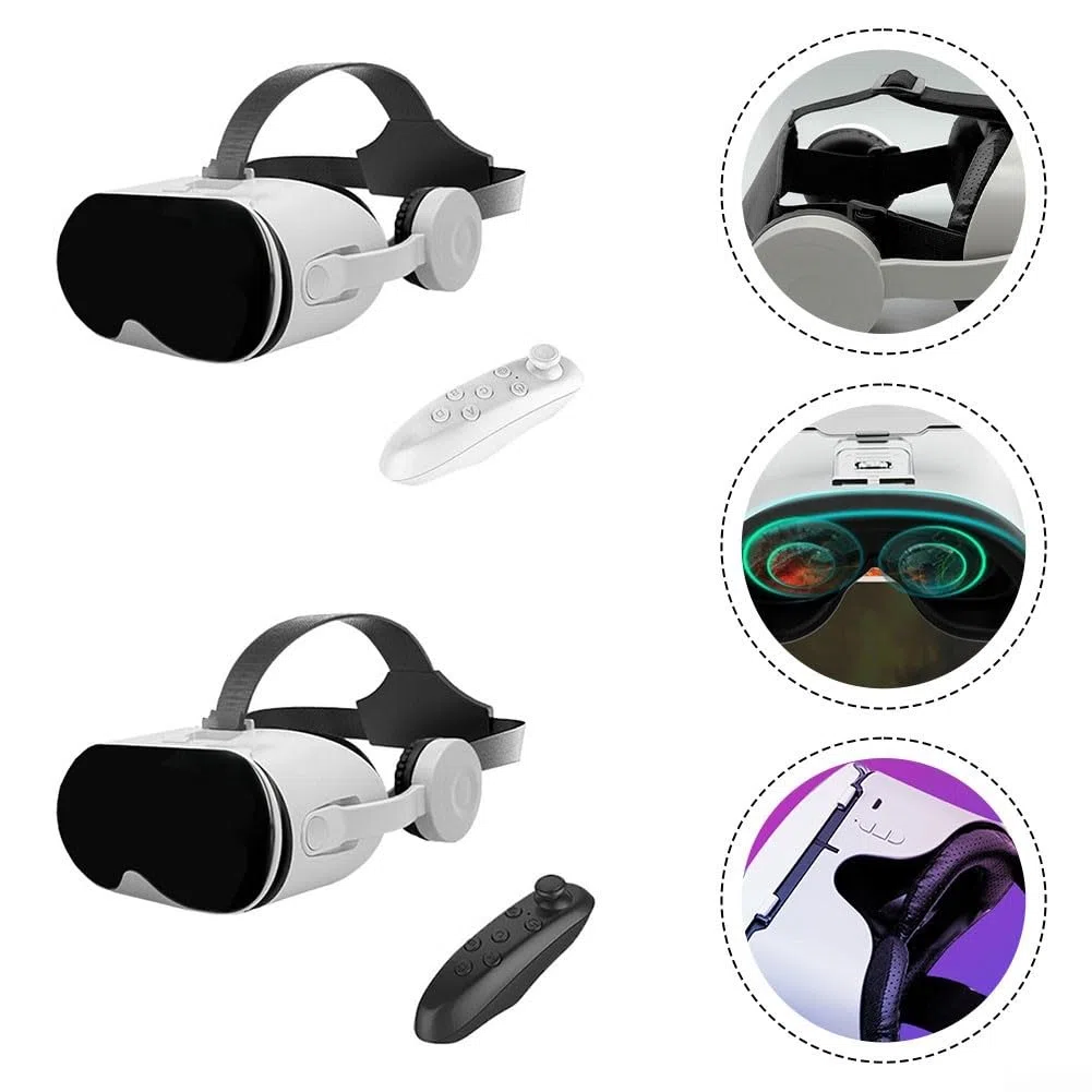 GLOBALHUT - Cuffie per realtà virtuale, per smartphone iOS-Android con schermo da 5,5-6,7 pollici, occhiali 3D VR con controller per giochi e film, campo visivo di 110° (nero)