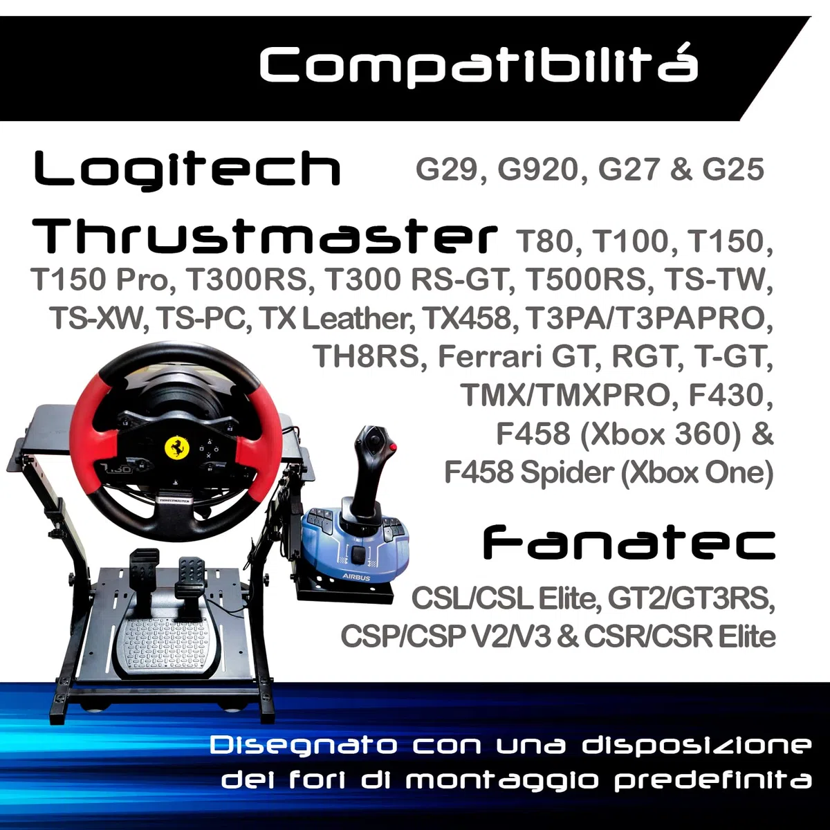 Supporto per volante G29 G920 G923 T150 T500 T300 TX TH8A Clubsport regolabile pieghevole