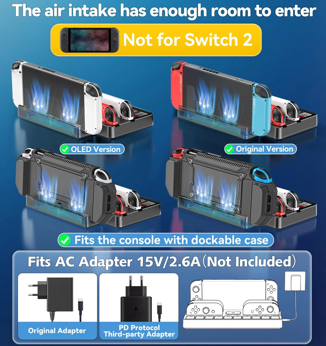 Switch TV Dock con Caricatore per Joycon, Dock per Nintendo Switch/OLED, Base di Ricarica per Joycon Switch con 4K HDMI, Porta USB 3.0 e Organizer per 10 Gioco Switch