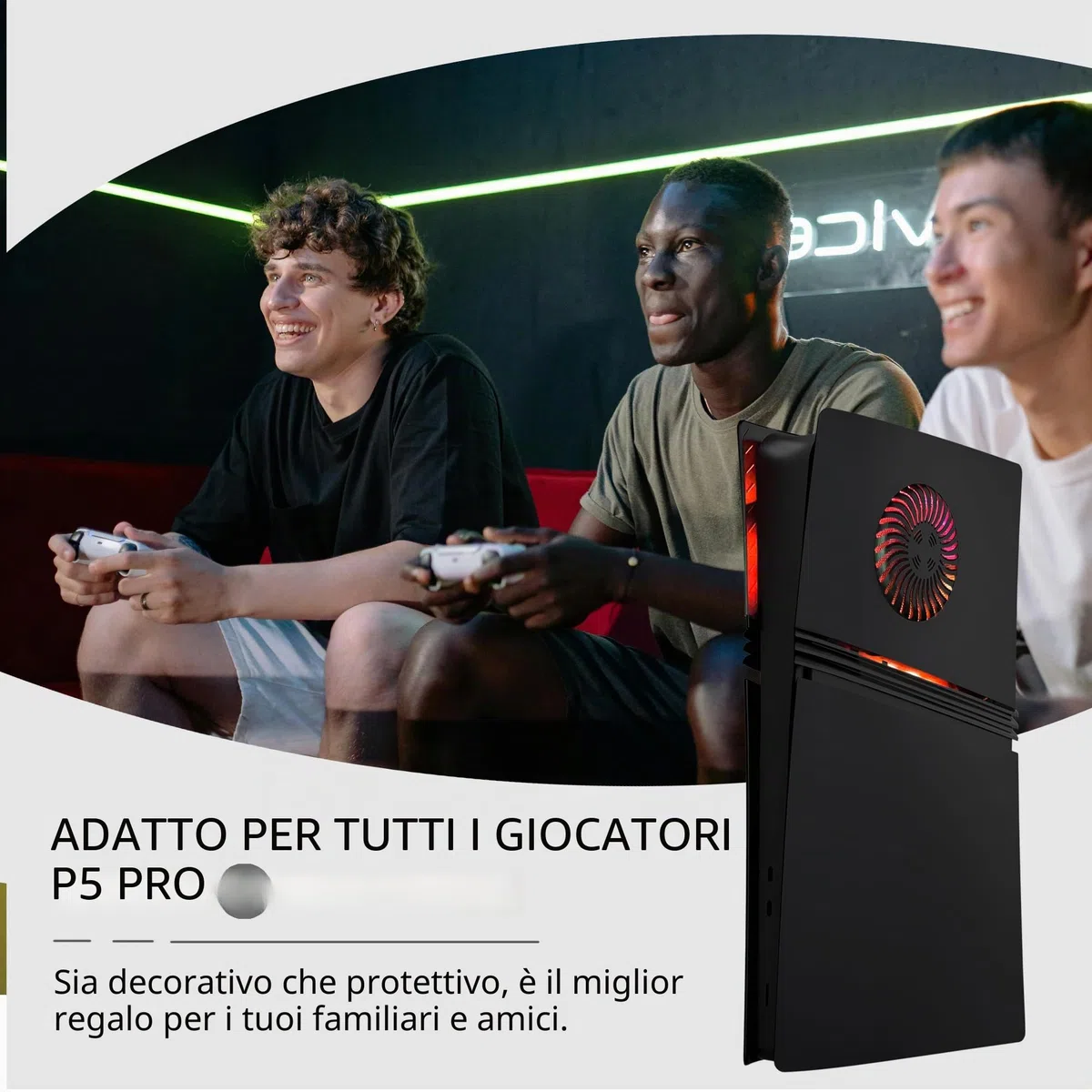 Faceplate per P5 Pro Digital Edition con strisce luminose RGB e filtro antipolvere DOBEWINGDELOU anello di luce con 400+ effetti LED e aperture di raffreddamento per console