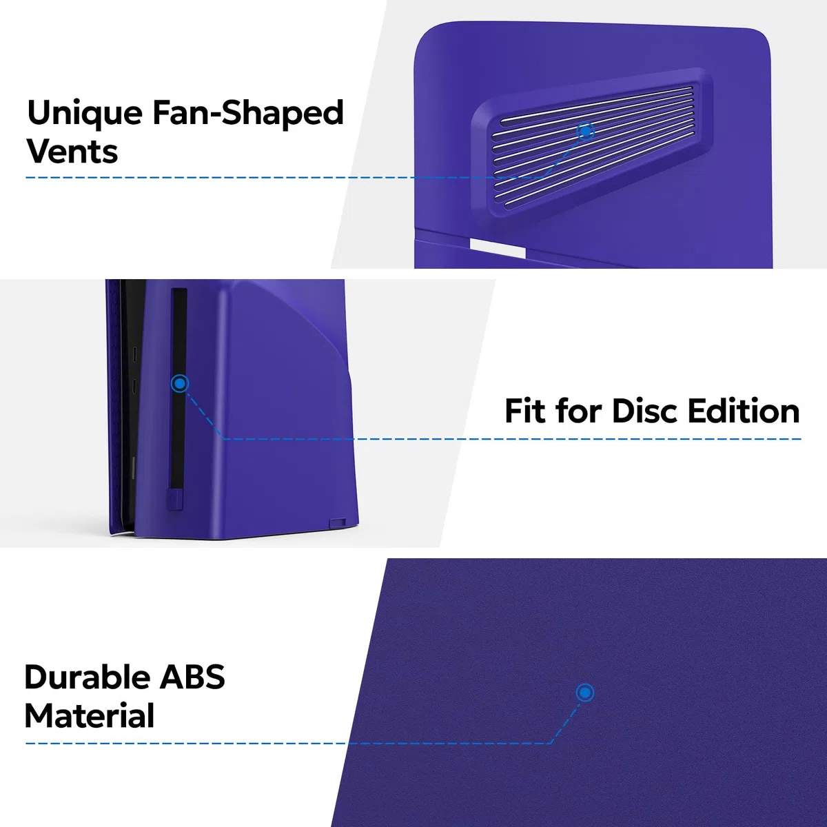 Faceplate for PS-5 SIim Disc Edition, innoAura Cover per PS-5 Slim con prese d'aria di raffreddamento, antigraffio e antipolvere, piastre sottili PS-5 Slim, guscio di ricambio in ABS di alta qualità