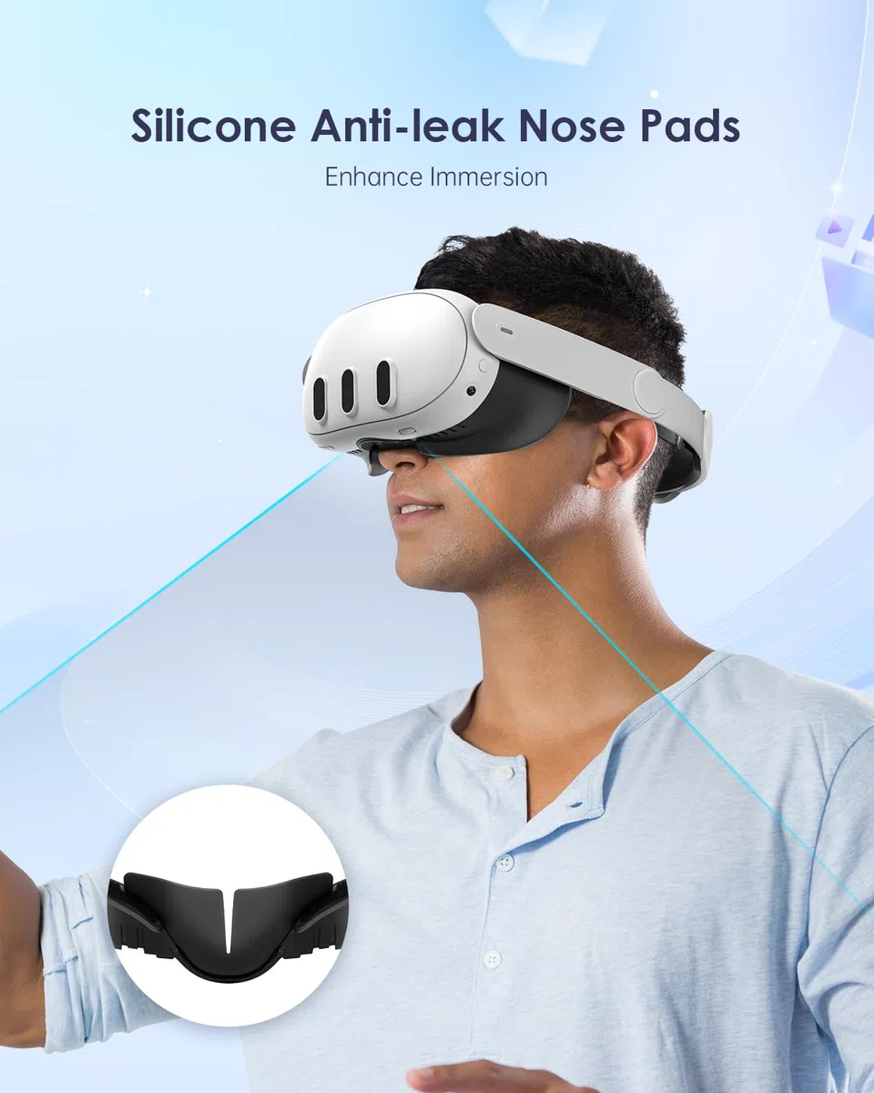VR Face Pad Compatibile per Quest 3 Interfaccia Facciale con Ricambi in Schiuma e Protezione Lente
