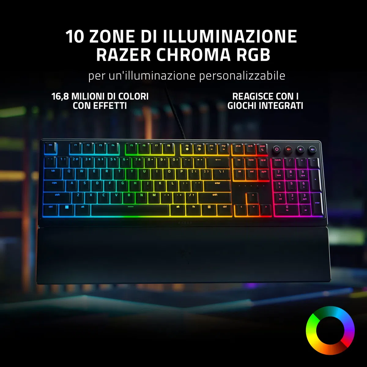 Razer Ornata V3 Tastiera a basso profilo Mecha-Membrana Razer Chroma RGB QWERTY Italiana Nero