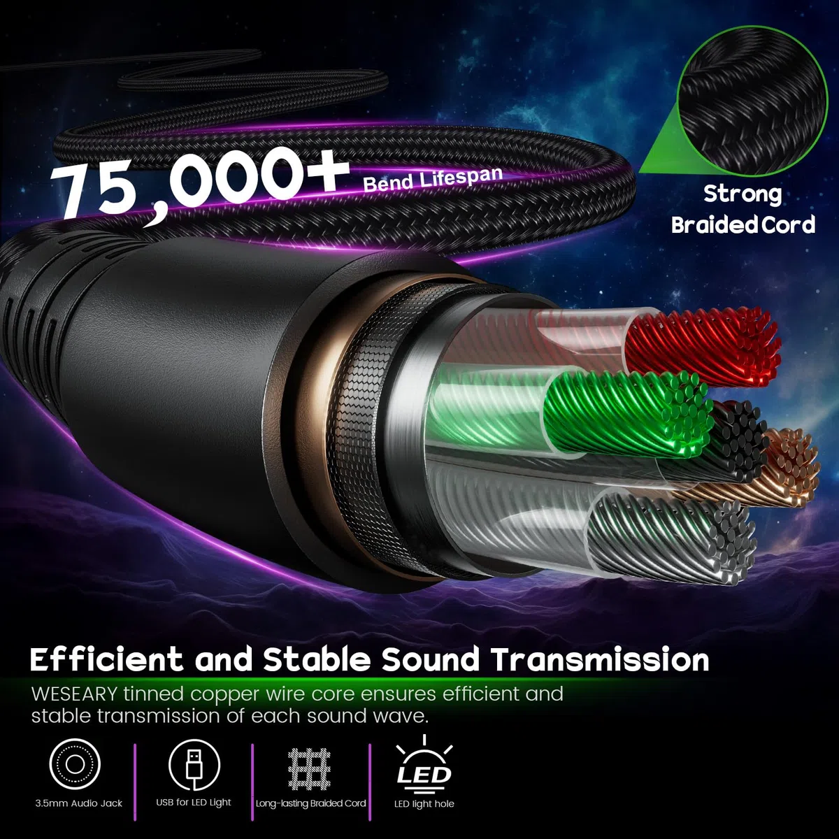 Cuffie da Gaming Over Ear con Cancellazione Rumore e Mic per PS4 PS5 PC Xbox One Switch, Memory Foam RGB 3.5mm