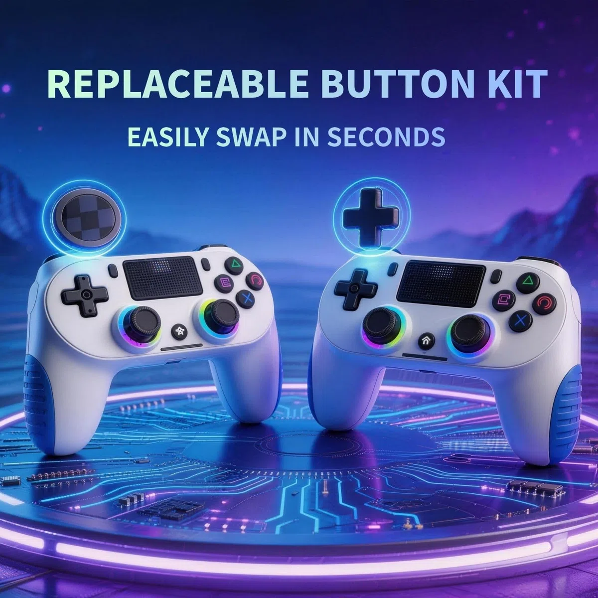 Wireless Controller per PS4 con Vibrazione USB-C Sei-Assi Sensore Giroscopio RGB Jack Audio Pannello Touch per PS4/Slim/Pro/PC