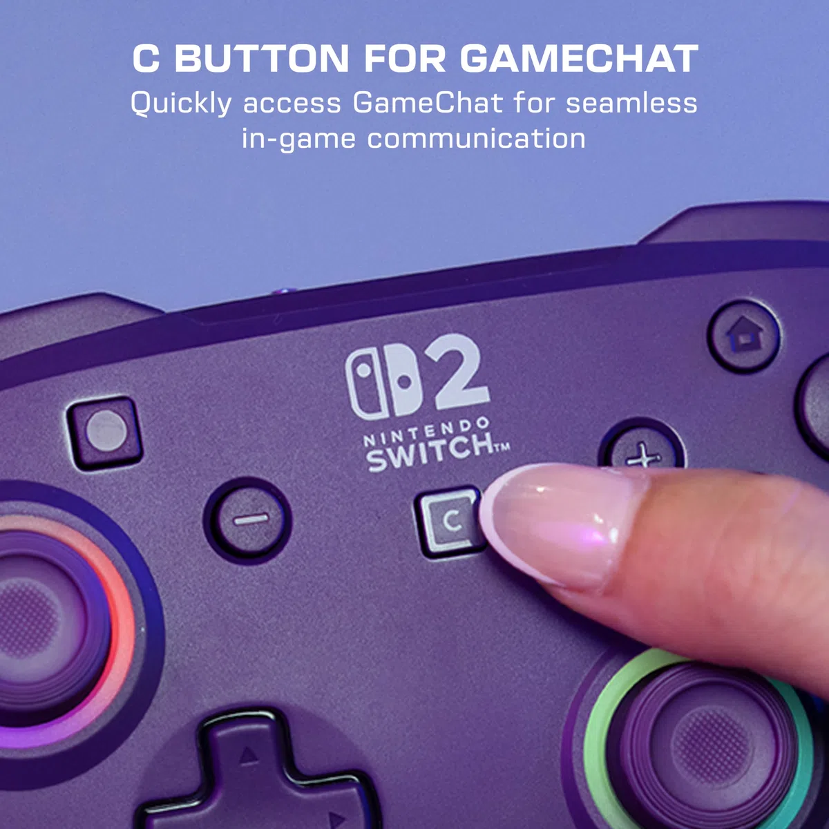 Turtle Beach Afterglow Viola Controller da gaming RGB wireless con licenza ufficiale per Nintendo Switch 2