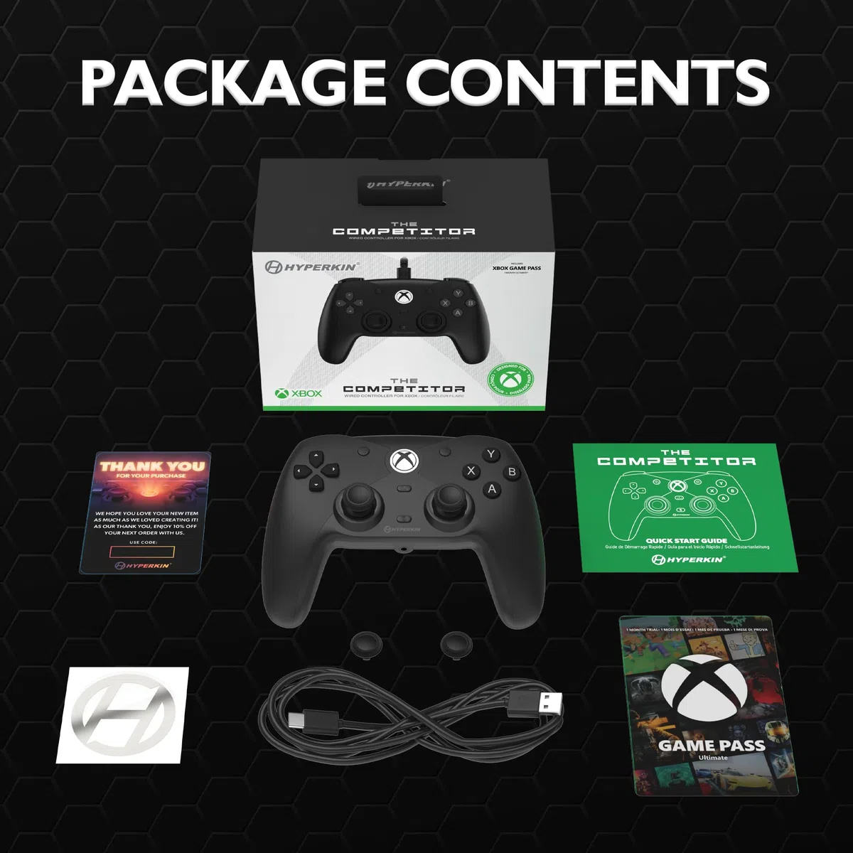 Hyperkin The Competitor Controller cablato per Xbox Series X|S, Xbox One e PC - Joystick effetto Hall e trigger di impulsi, layout simmetrico, USB-C, anti-deriva, D-Pad di precisione, ergonomico