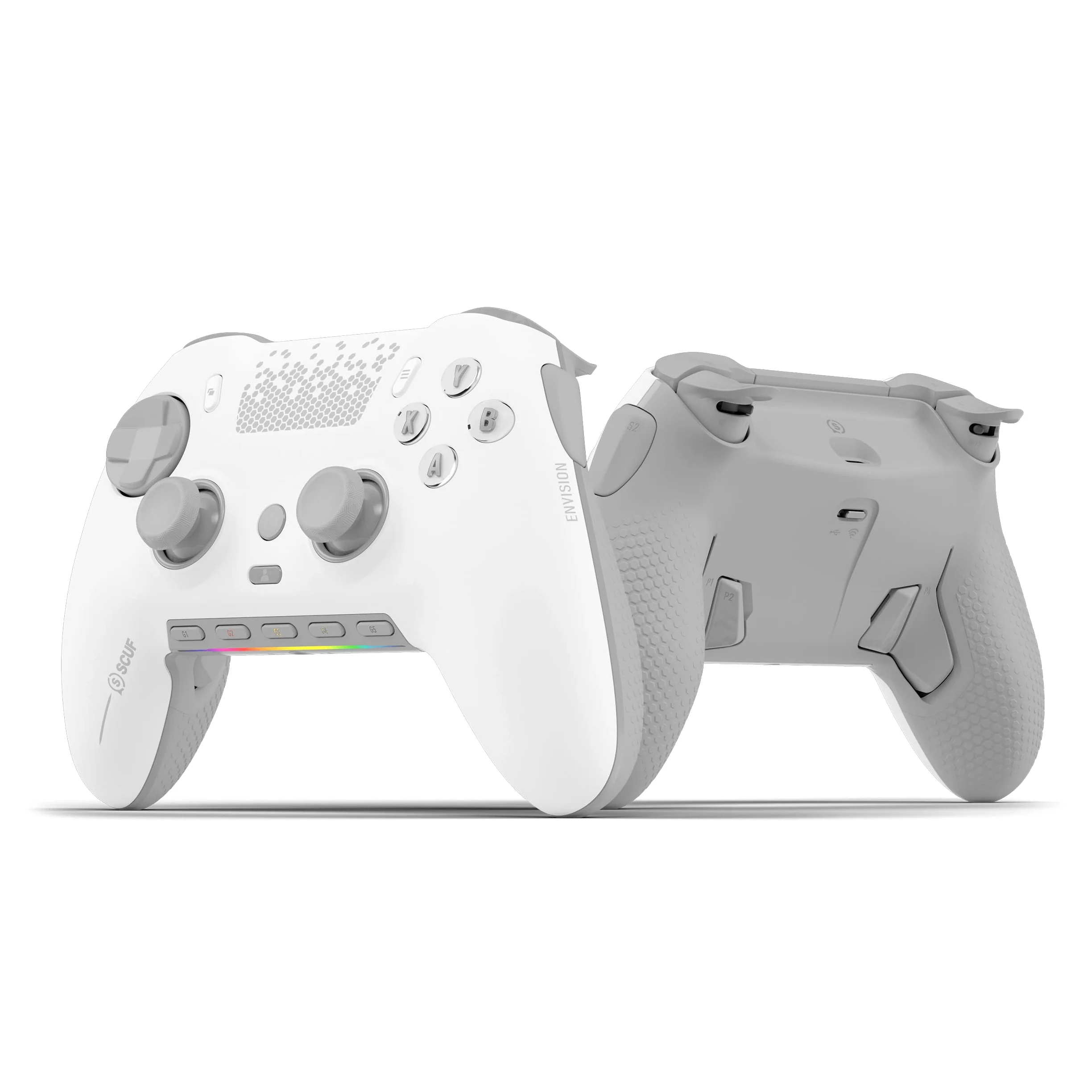SCUF ENVISION PRO Wireless V1 (2023) Controller per PC da gioco - Cinque tasti G rimappabili - Paddle posteriori rimappabili - Trigger istantanei - Compatibile con iCUE - Bianco