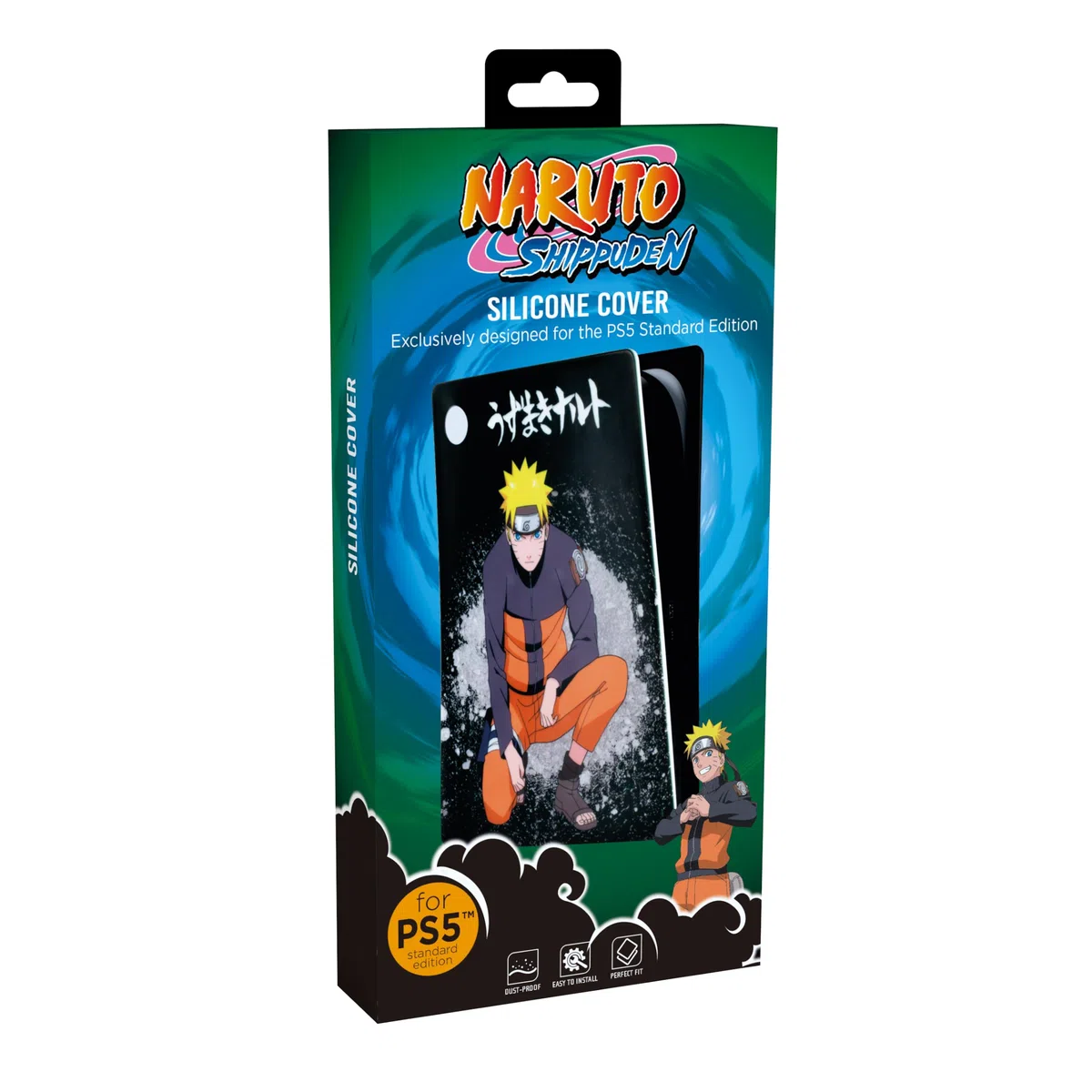 Konix Naruto Shippuden Custodia protettiva per console PS5 - Silicone - Antiurto - Antigraffio - Disegno Naruto - Nero