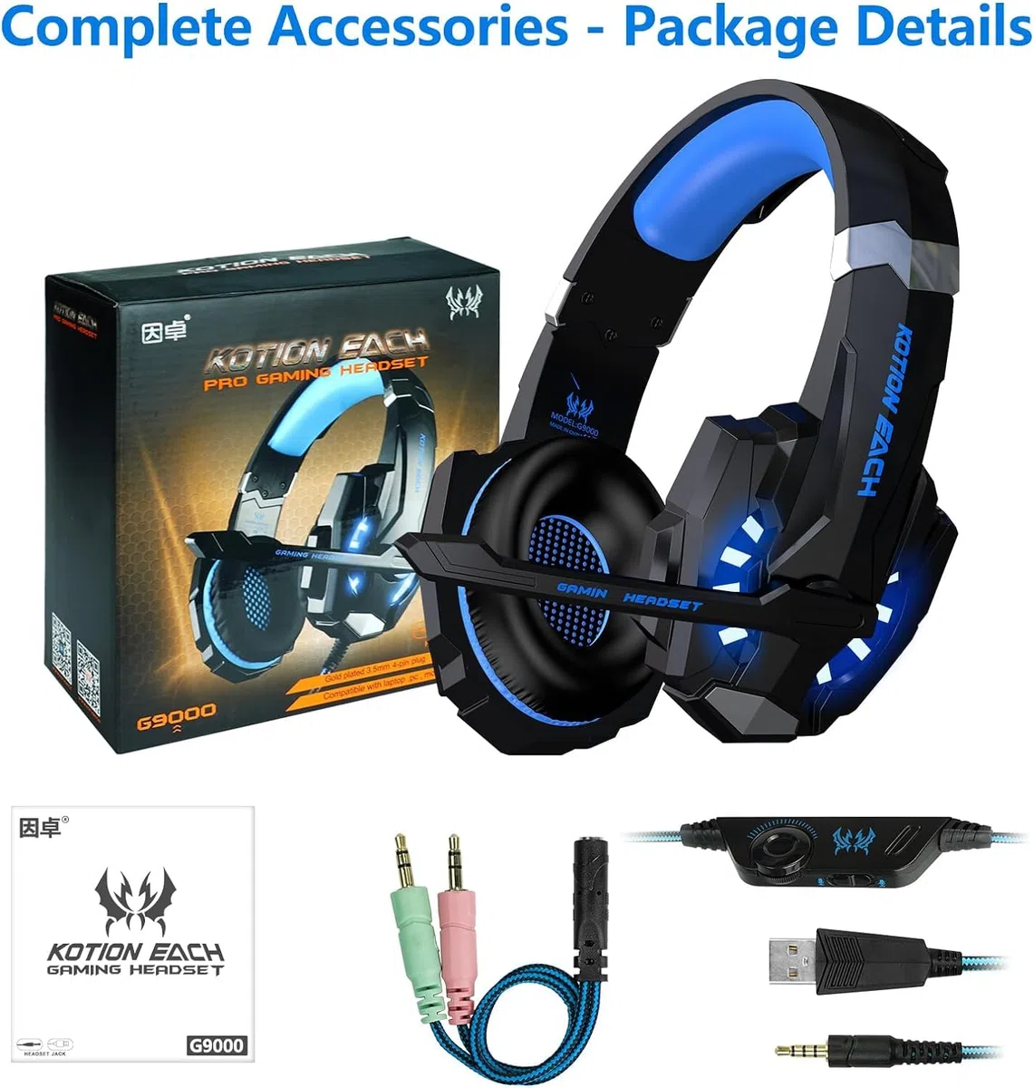 Laspi Cuffie Gaming per PS4 Cuffie da Gaming con Microfono e Bass Stereo Cuffie da Gioco con 3.5mm Jack LED e Controllo Volume Gaming Headset per PS4/Switch/PC/Mac/Laptop/Tablet