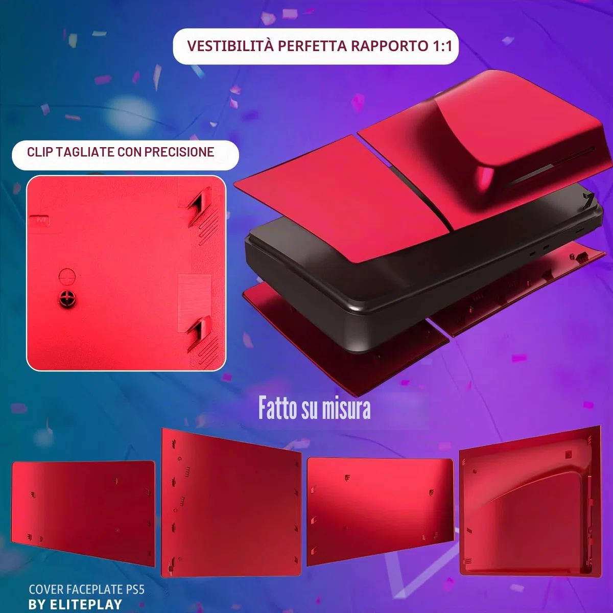 ElitePlay Copertura PS5 Slim Volcanic Red Accessori PS5 Disc