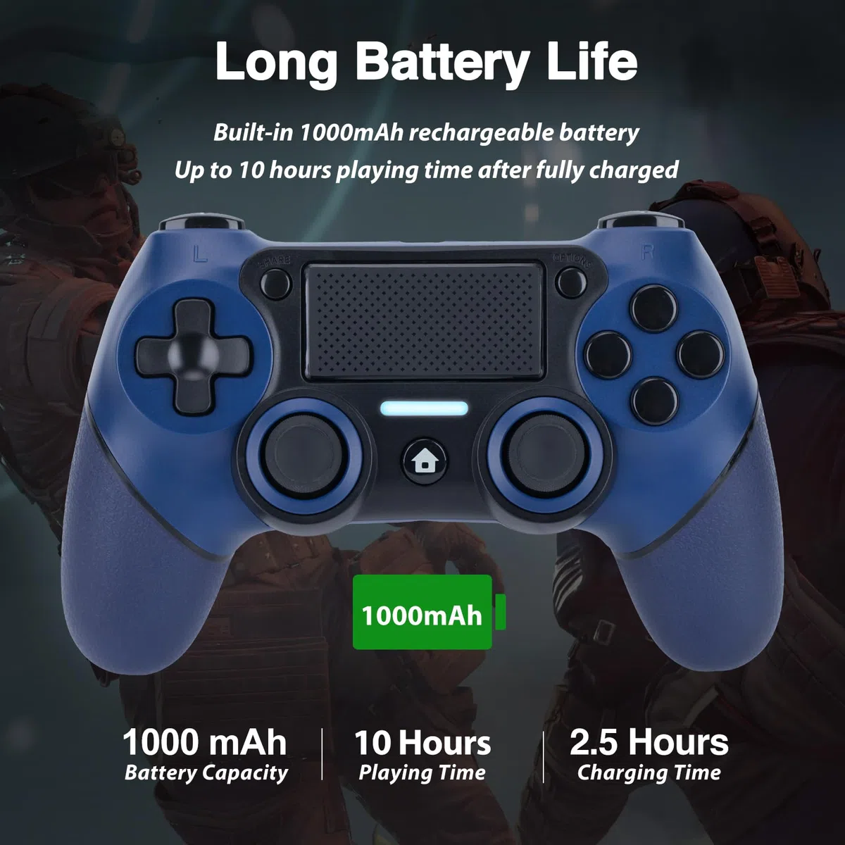 VooFun Wireless Controller per PS4 Pro Slim, Bluetooth con Vibrazione, Touchpad, Sensore 6 Assi, 1000mAh
