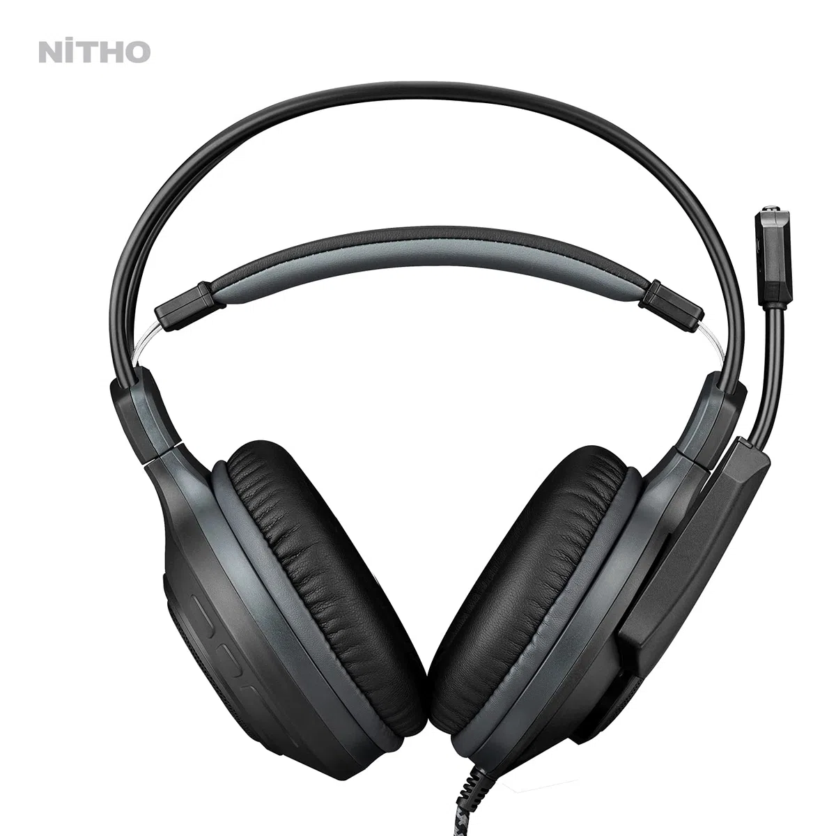 NITHO Atlas Cuffie Gaming Over-Ear 50 mm Microfono Flessibile Audio Stereo Jack 3.5 mm PC PS4 PS5 Xbox Smartphone Nero