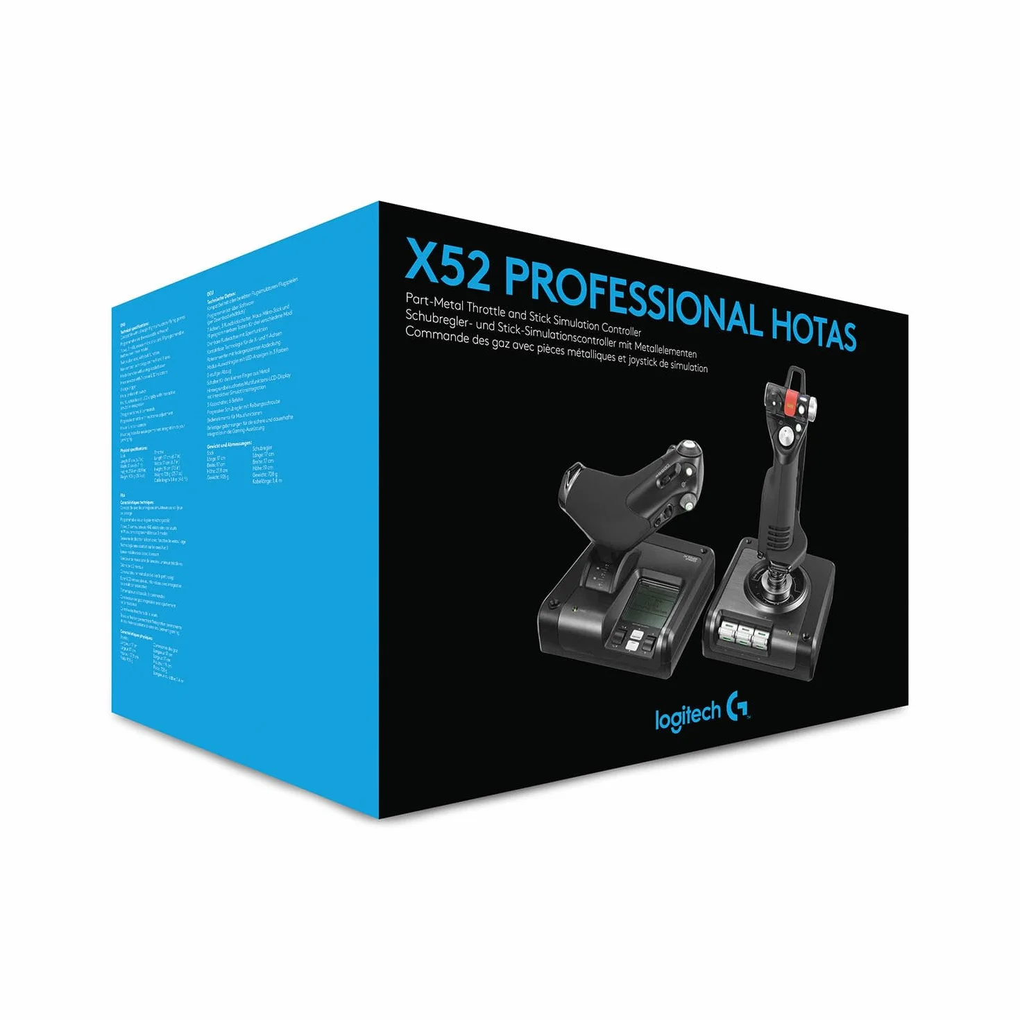 Logitech G Saitek X52 Pro Flight Control System, Controller di Simulazione con Acceleratore, ‎Joystick X52 Professionale, Acceleratore Progressivo, Centraggio ‎Doppia Molla, USB, PC, Nero