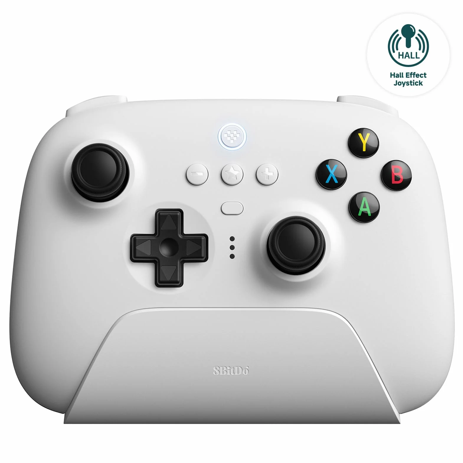 8Bitdo Ultimate 2.4G Wireless Controller, Hall Effect Joystick Update, Gaming Controller with Charging Dock for PC, Android, Steam Deck & Apple (White)