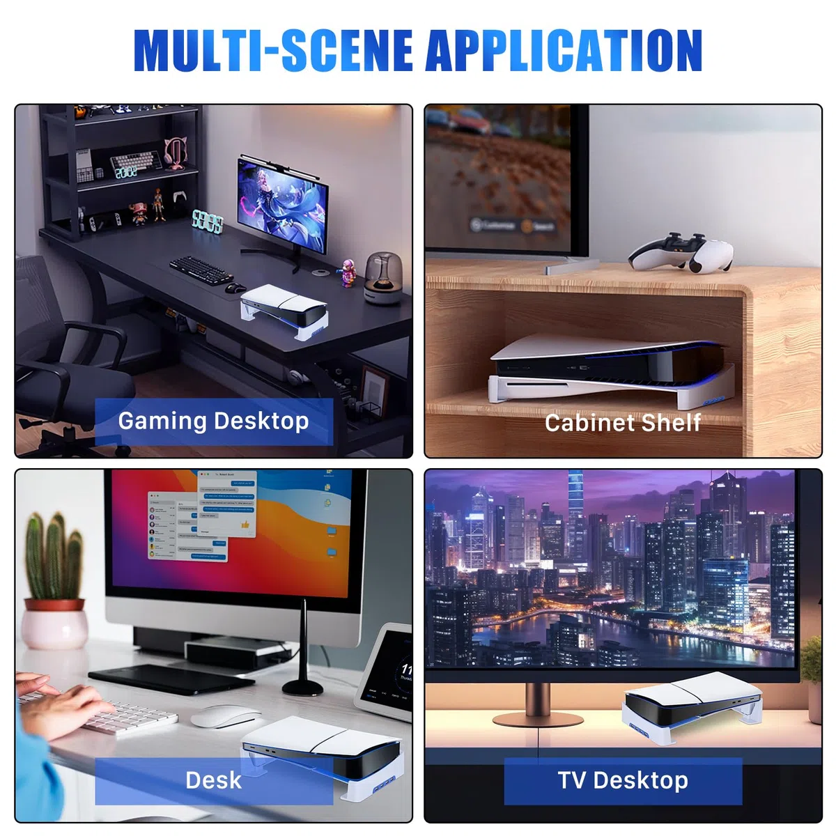 AXFEE Supporto per PS5 Slim, Supporto Orizzontale con 4 Porte USB e Pattini Antiscivolo, Accessori per Console