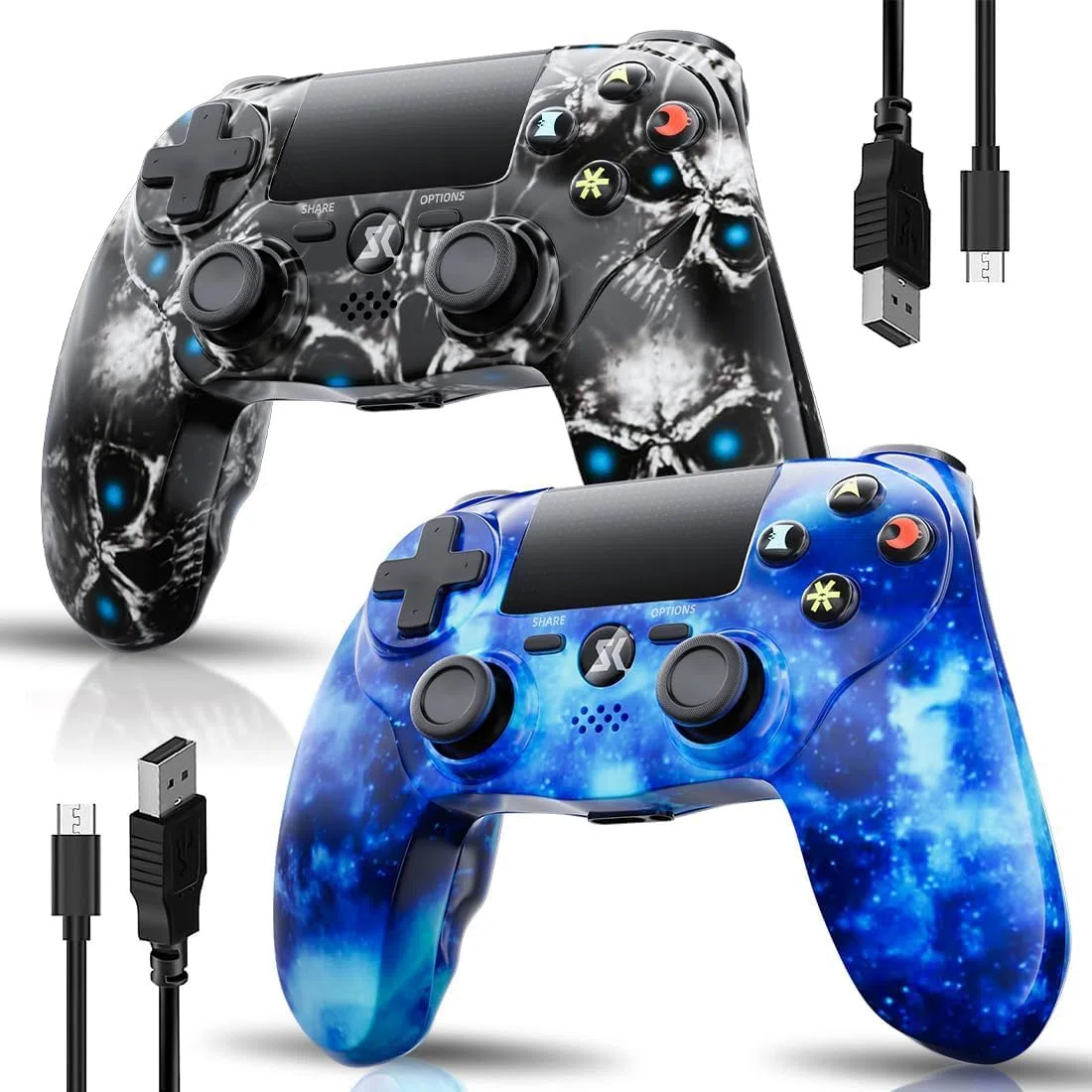 CHENGDAO Controller Wireless per PS4, Controller Multipiattaforma da 2 Pezzi Compatibile con PS4/Pro/Slim/PC/iOS/Android/MacOS, con Doppia Vibrazione/Jack Audio da 3,5 mm/Touchpad Sensibile