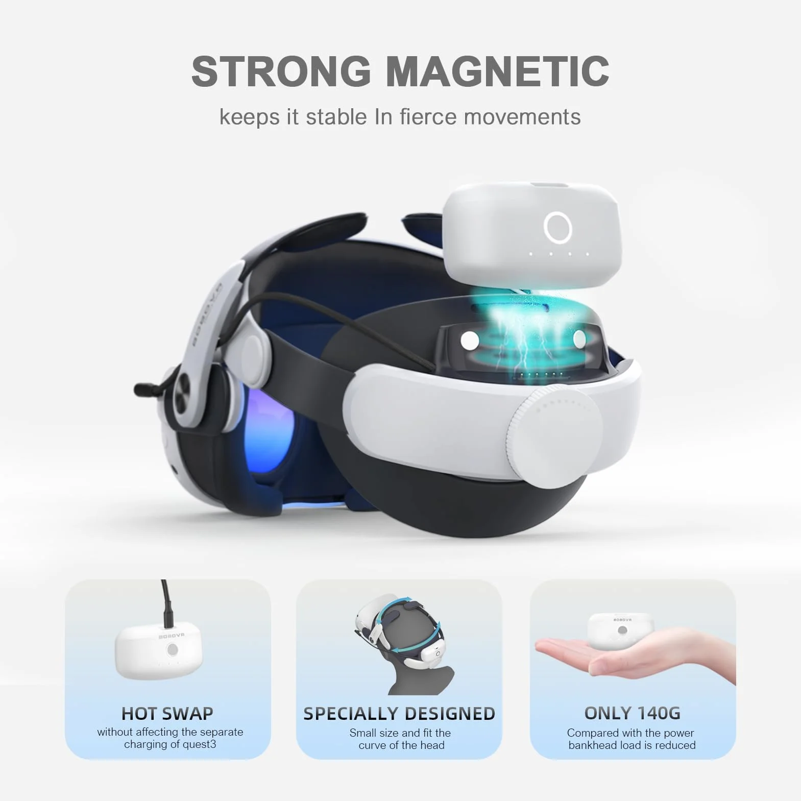 BOBOVR M3 Pro Cinturino per Testa con Batteria Compatibile Quest 3/Quest 3S Accessori