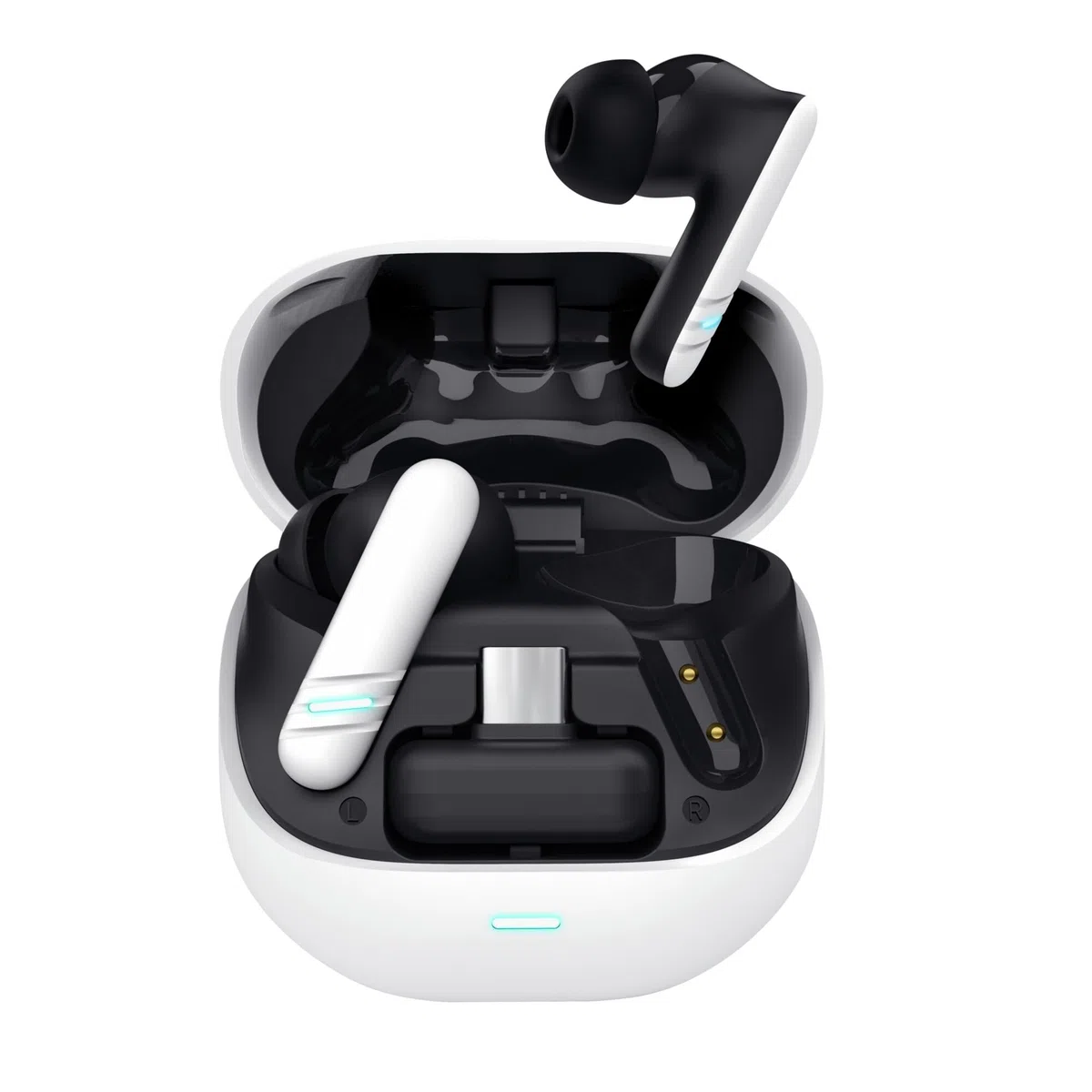 GXTrust 409 Oxxie In Ear Cuffie Bluetooth Gaming PS5 Switch PC Mobile, Auricolari Bluetooth o Ricevitore USB-C 2,4 Ghz Bassa Latenza, 4 microfoni ENC, 25 Ore di Autonomia, Earphones Wireless, Bianco