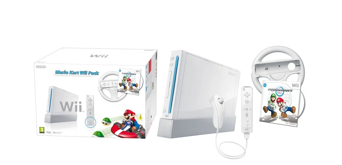 Wii - Console con Mario Kart, Volante e Wii Remote Plus, Bianco [Edizione: Regno Unito]