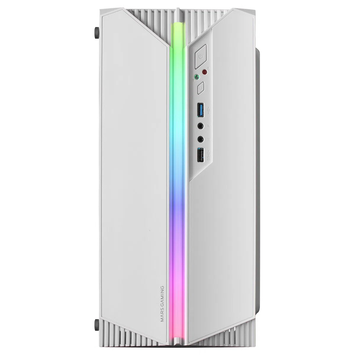 Mars Gaming MC-S1 Bianco, Case PC Gaming Compatto Micro-ATX, Illuminazione ARGB 12 Modalità, Ventola FRGB, Finestra Laterale Completa