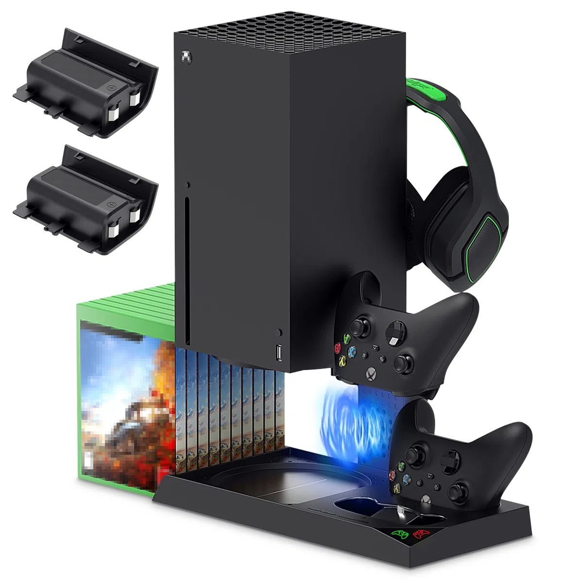 FYOUNG Supporto di Raffreddamento Compatibile con Xbox Series X + Batterie Ricaricabili Accessori