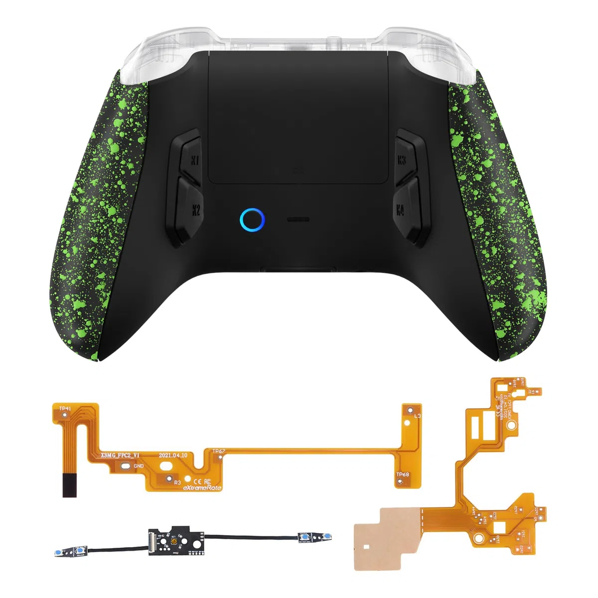 eXtremeRate VICTOR X Remap Kit per Xbox Series X S Controller,6 Profili&Cover Posteriore&Grip&4 Tasti Posteriori per Xbox Series X S Joystick Model 1914(NON Include Controller)-Verde Antiscivolo