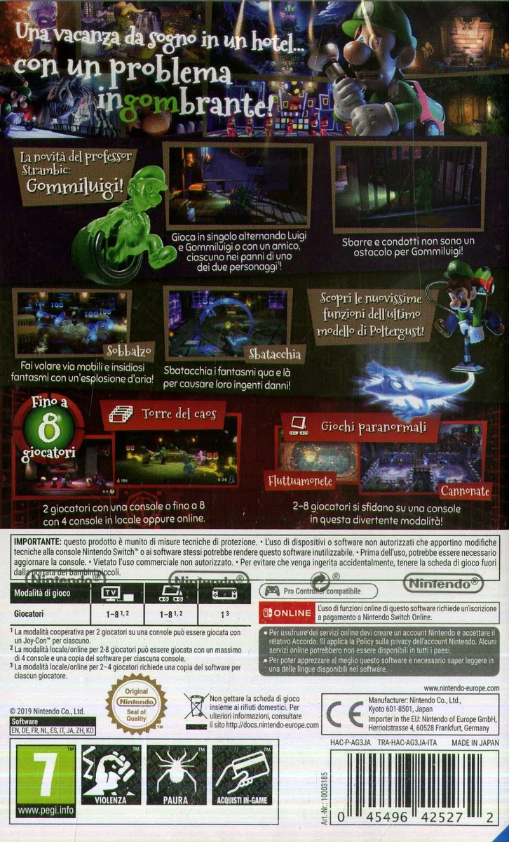Luigi's Mansion 3 - Videogioco Nintendo - Ed. Italiana - Scheda