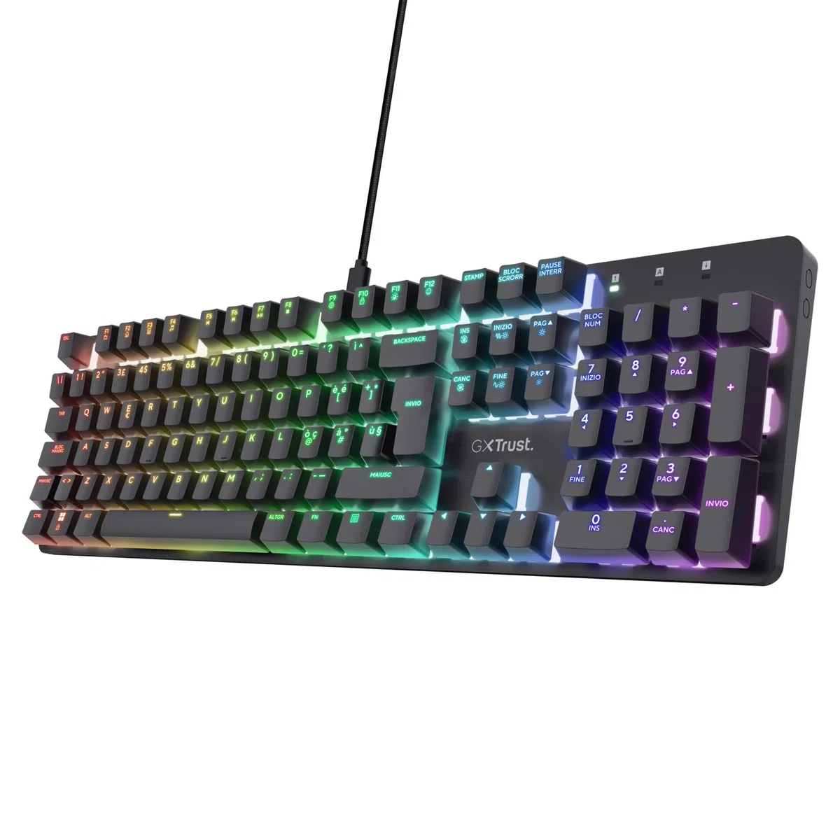 GXTrust 871 Zora Tastiera Meccanica Gaming Layout Italiano QWERTY RGB Retroilluminata Tasti Huano Lineari Anti-Ghosting N-Key Rollover USB Nero