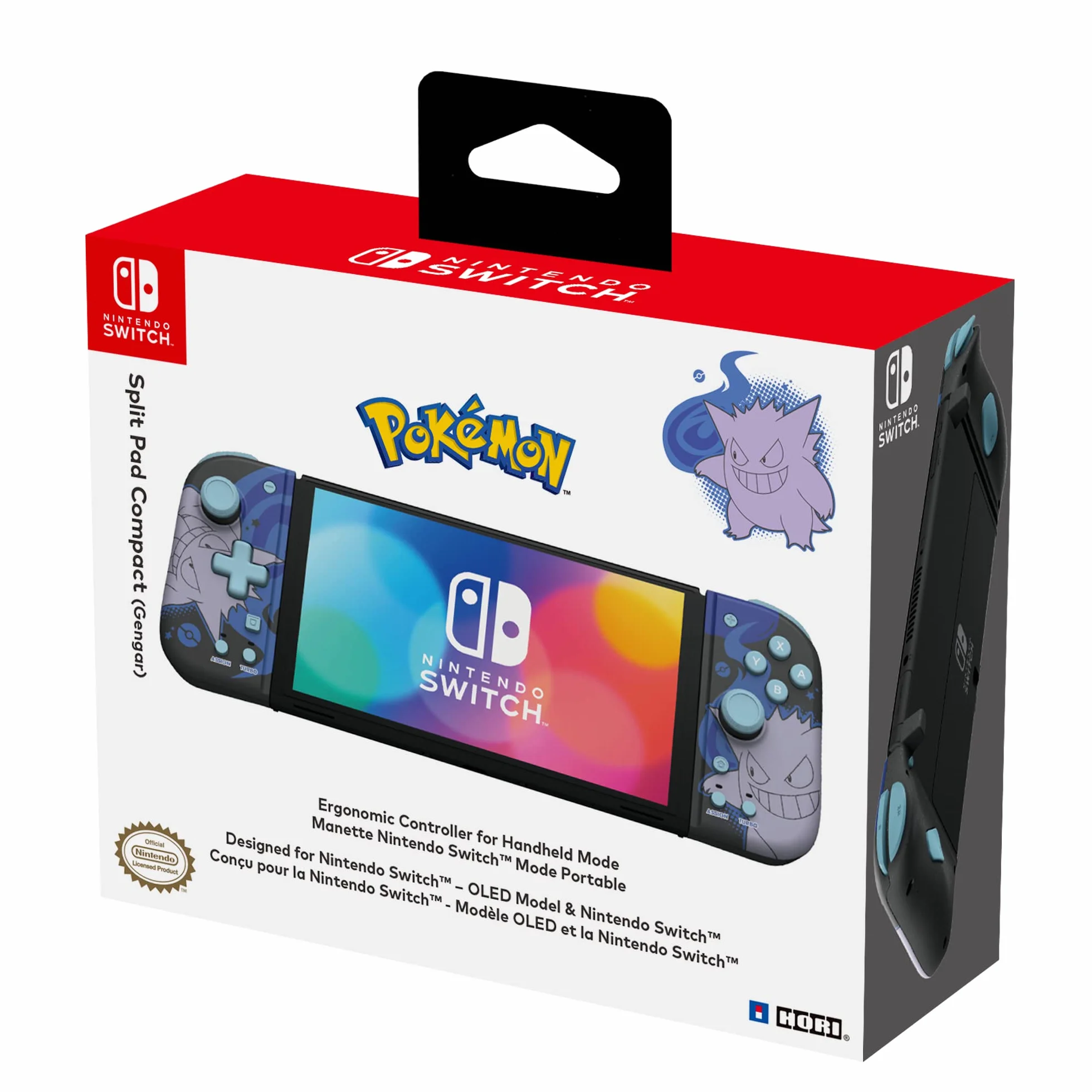 HORI Split Pad Compact (Gengar) - Controller Ergonomico Portatile per Nintendo Switch e Switch OLED - Licenza Ufficiale Nintendo e The Pokémon Company International