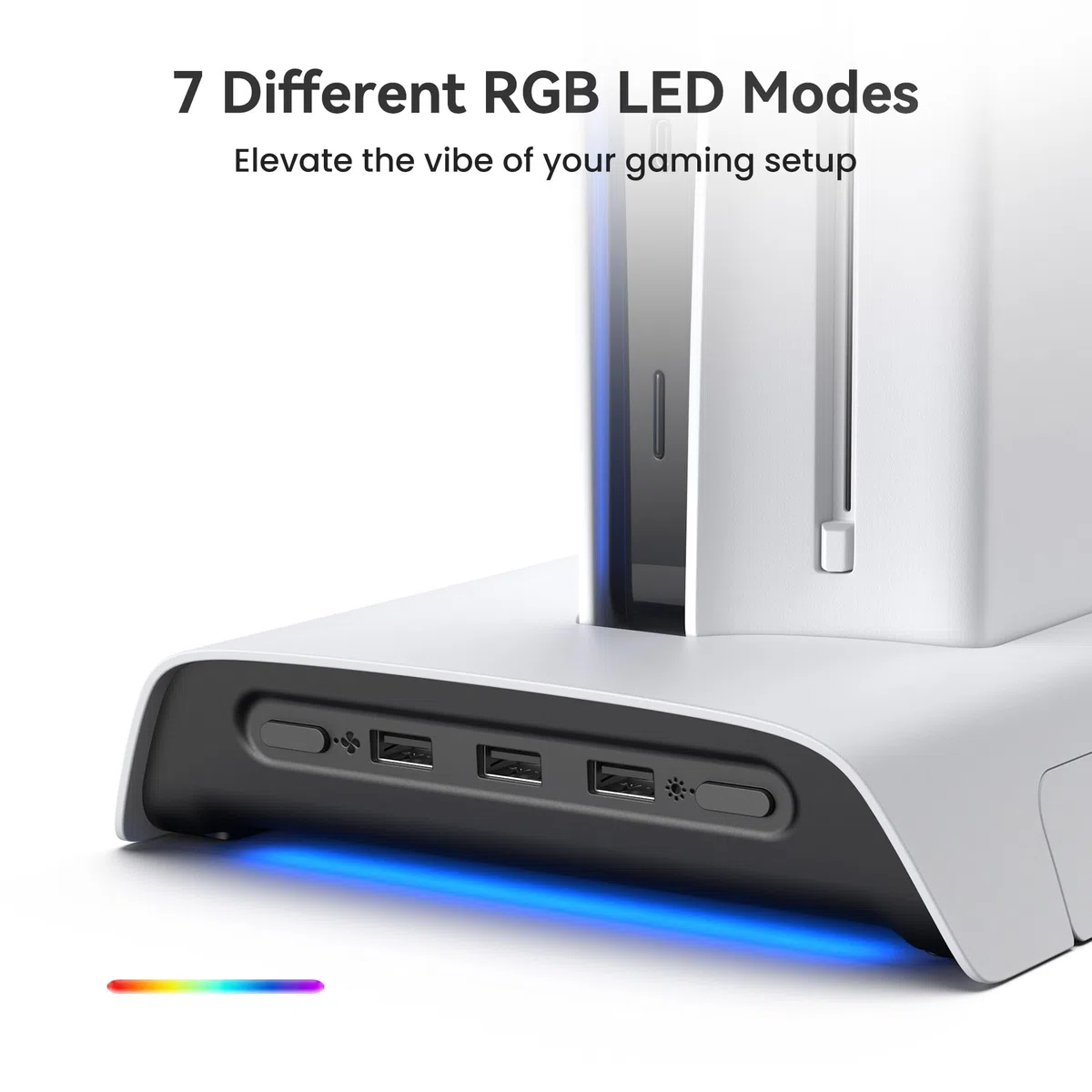 KIWI design D3 Supporto di Raffreddamento e Stazione di Carica PS5 Slim con Controller RGB, Ventola a 2 Livelli