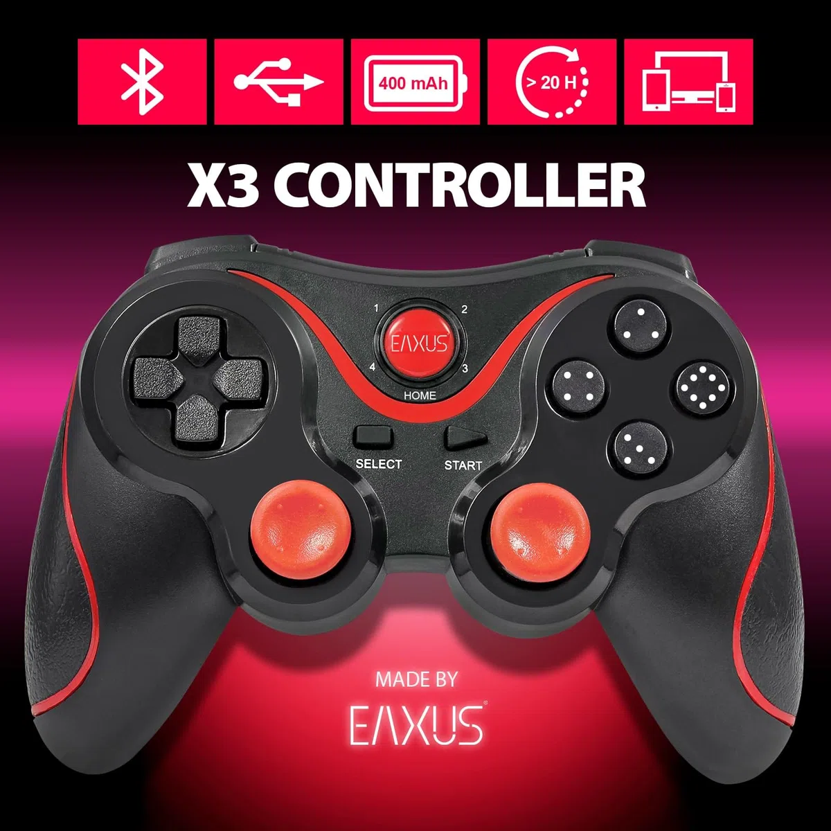Eaxus® Controller Bluetooth - Gamepad wireless adatto a Fire TV, telefono cellulare, smartphone, tablet, Google TV, VR, Cloud Gaming e Remote Play e PC