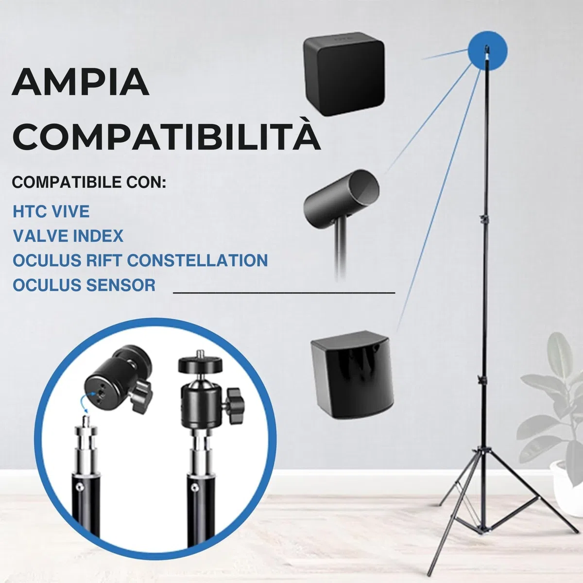Skywin VR Supporto per treppiedi compatibile con SteamVR Base Station 2.0 – Supporto sensore e stazione base per Oculus Rift Constellation (2 pezzi)