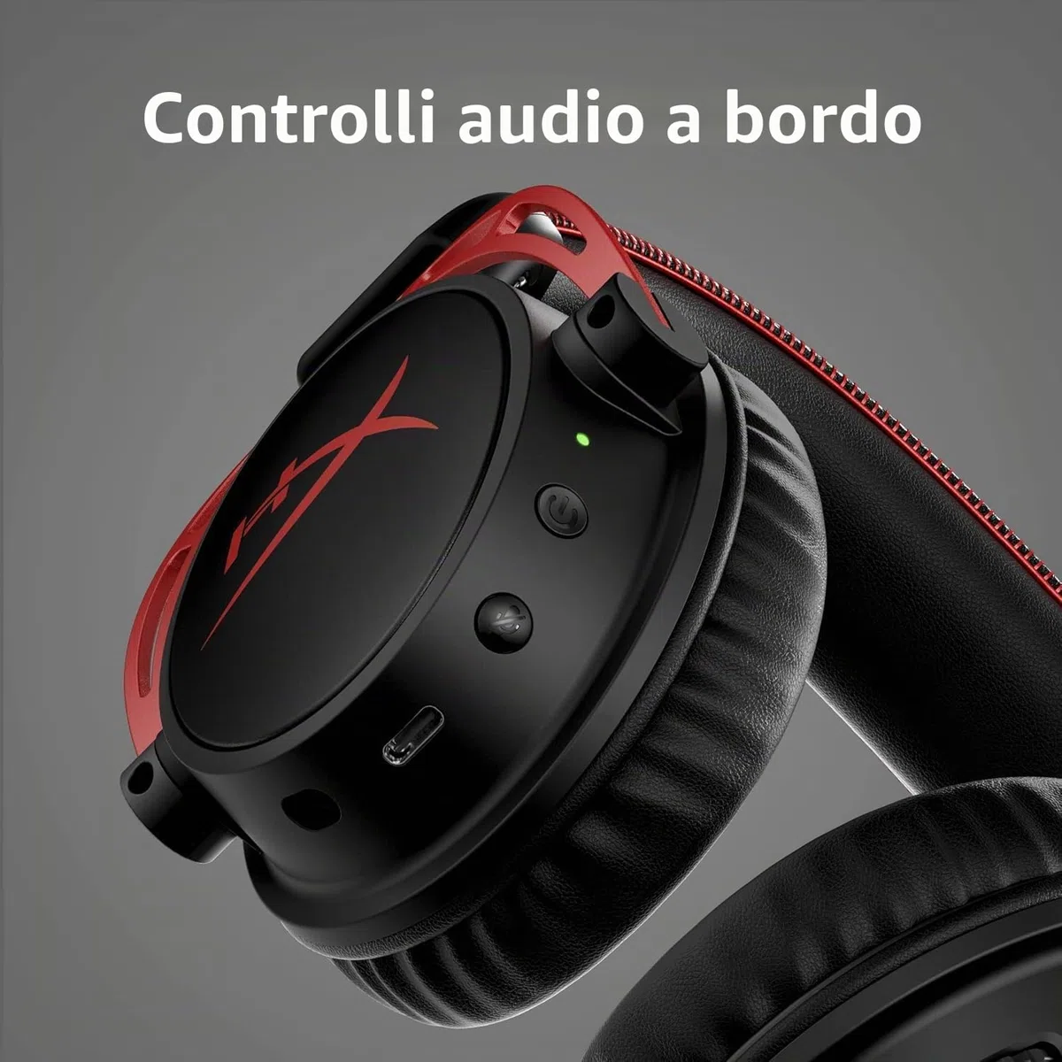 HyperX Cloud Alpha, Cuffie da Gaming Senza Filo, Connessione a 2,4 GHz, Telaio in Alluminio, Cuscinetti in Memory Foam Rivestiti in Similpelle, Autonomia Fino a 300 Ore, Adatto per PC, Nero/Rosso