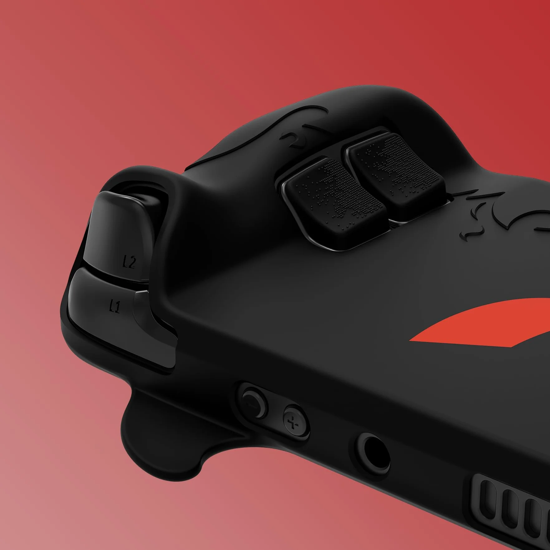 PlayVital Cover Skin per Steam Deck OLED/LCD, Custodia Silicone Protettiva Grip Antiscivolo&Copri Levette Analogiche&Adesivi per Trackpad&Tasti Posteriori, Demone Carino, Nero
