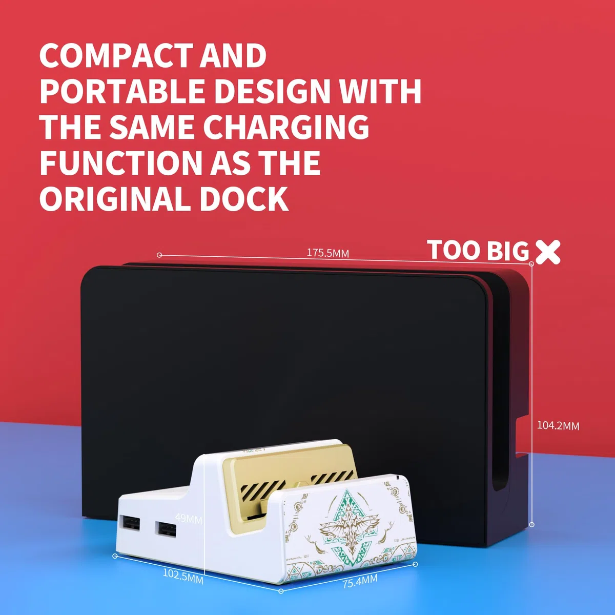 eXtremeRate AiryDocky DIY Kit Cover Scocca per Nintendo Switch/OLED,Mini Dock Portatile Custodia Guscio per Nintendo Switch/OLED-Solo Cover,Senza Dock&Circuiti-Totem del Regno Bianco