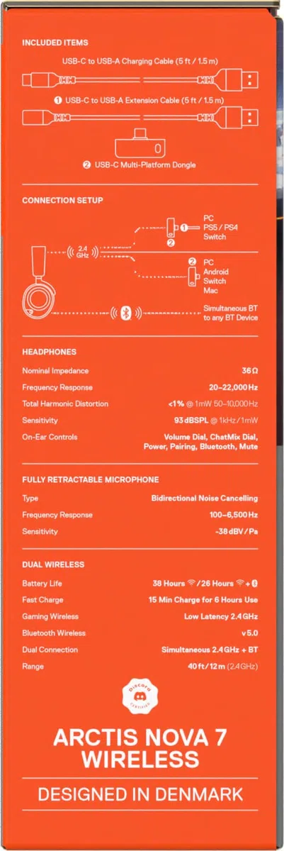 SteelSeries Arctis Nova 7 Cuffia da gaming wireless multipiattaforma 2.4GHz Bluetooth mixabile Driver magnetici neodimio Batteria 38h USB-C Mic ClearCast Gen2 AI PC PS5 VR Mobile