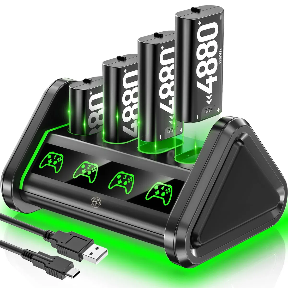 OIVO 4x4880mWh Batterie Ricaricabili per Controller Xbox One/Series X|S/Elite